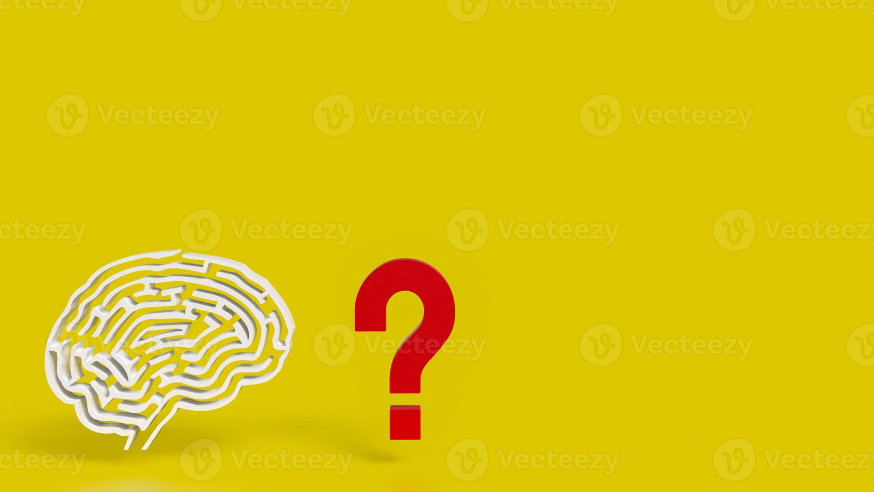 The White Brain maze and question mark for sci or creative concept 3d rendering. photo