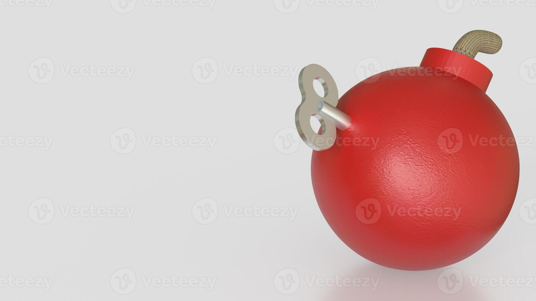 The Red Bomb and wind up on white Background 3d rendering. photo