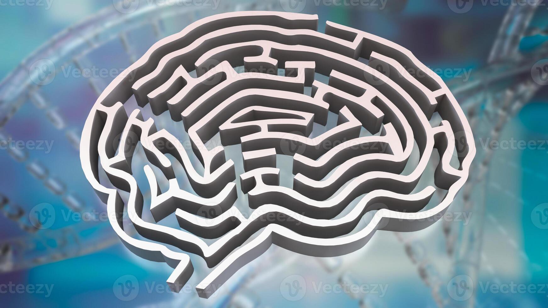 The White Brain maze on DNA background for sci or creative concept 3d rendering. photo