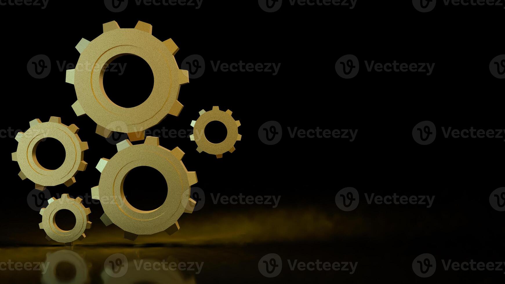 The Gold gear in Black Background for technology or Abstract concept 3d rendering. photo