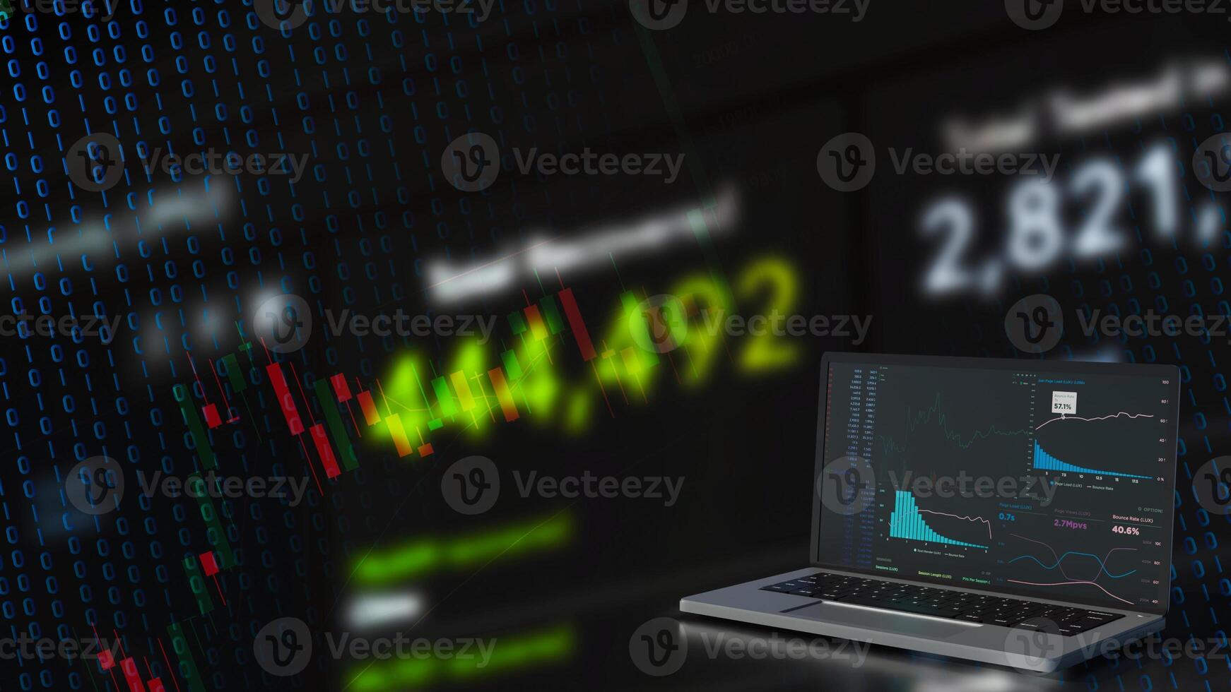 The notebook and chart for Business concept 3d rendering. photo