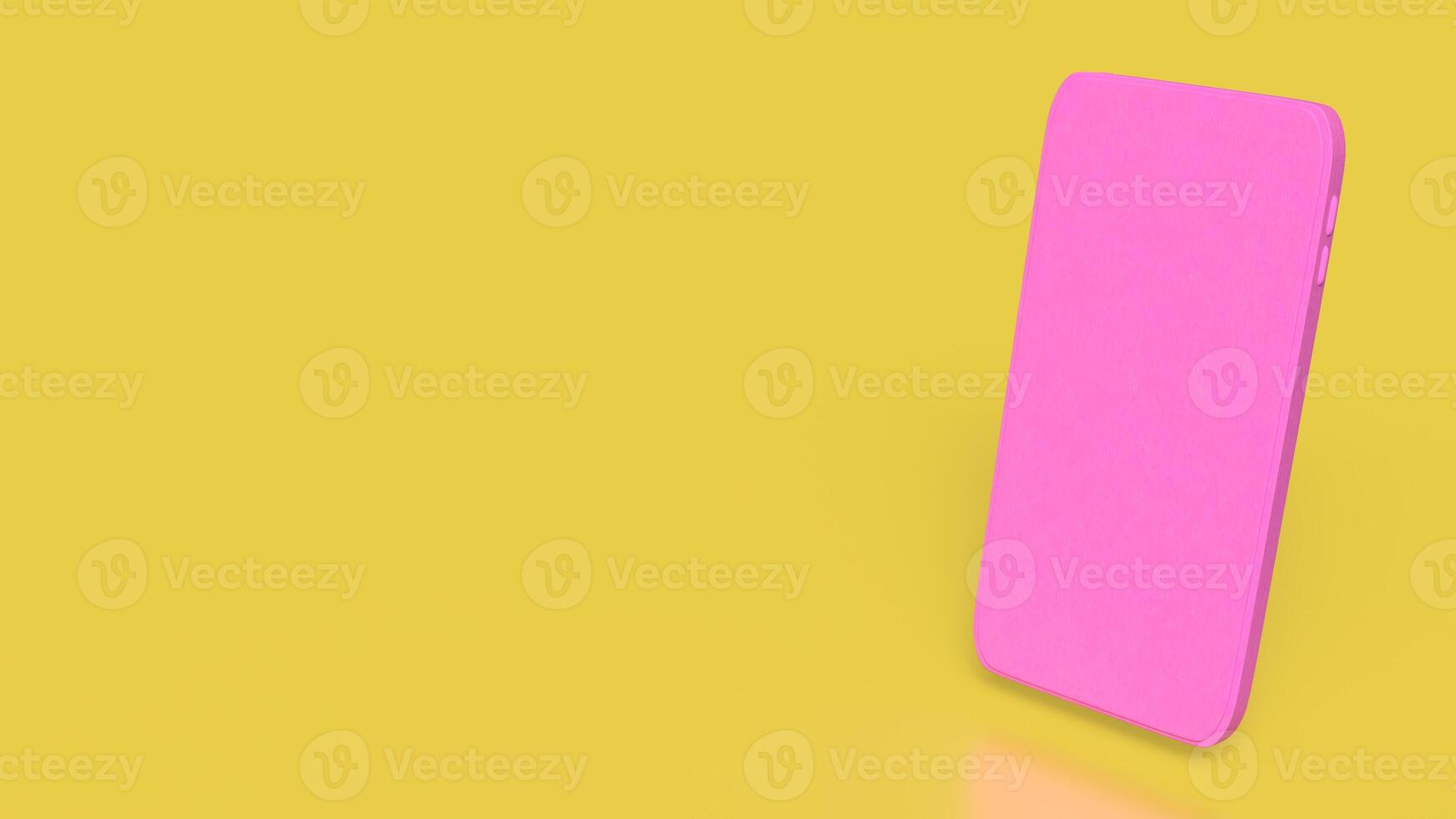 The pink mobile on yellow background for love applications concept 3d rendering. photo