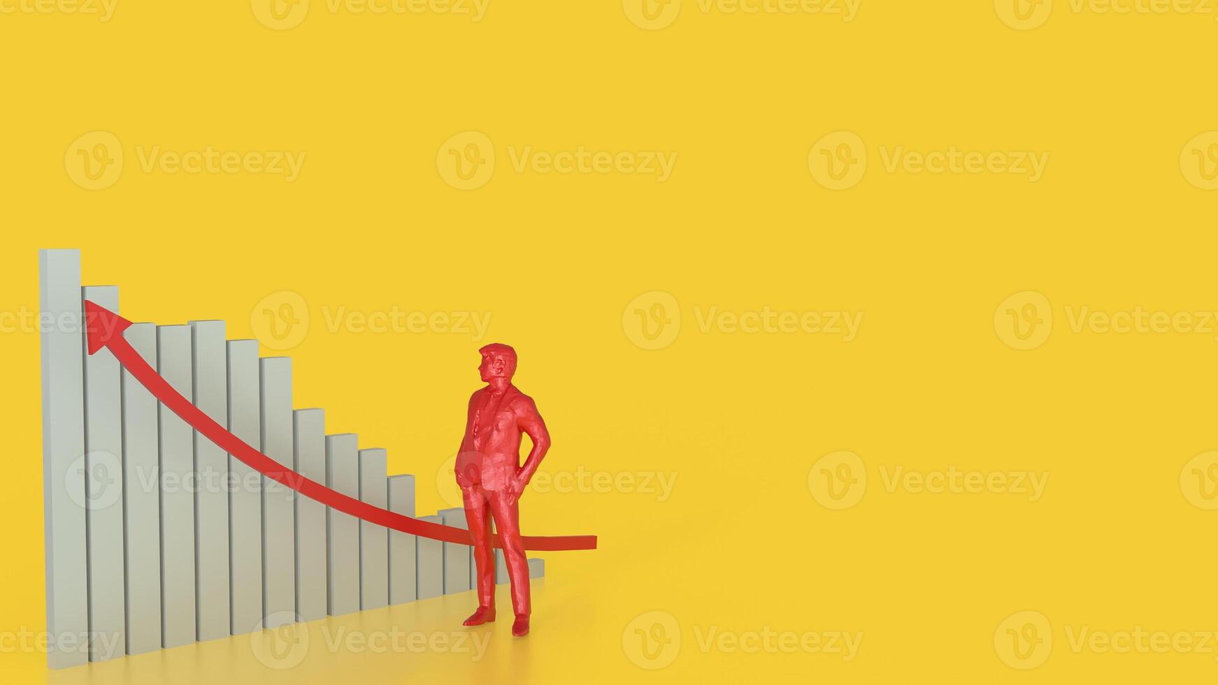 The chart and red man on yellow background for Business concept 3d rendering. photo