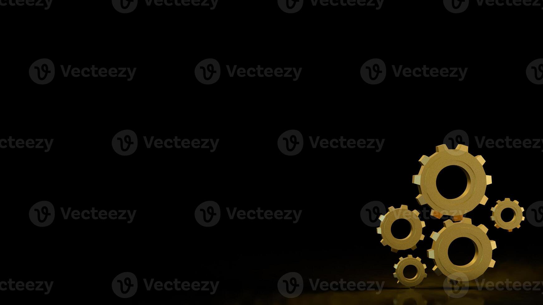 The Gold gear in Black Background for technology or Abstract concept 3d rendering. photo