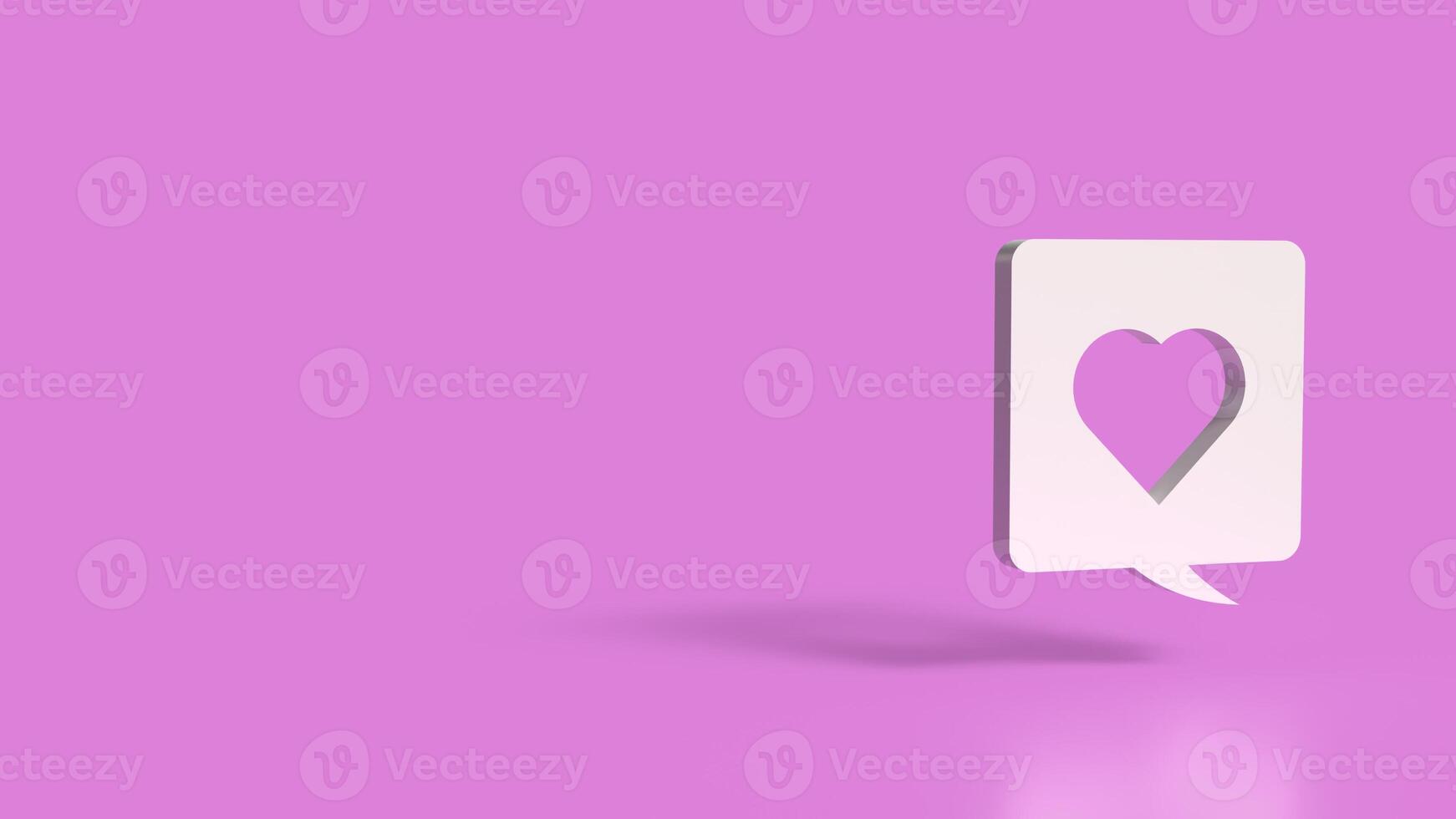 The heart icon in balloon text on pink background for love concept 3d rendering. photo