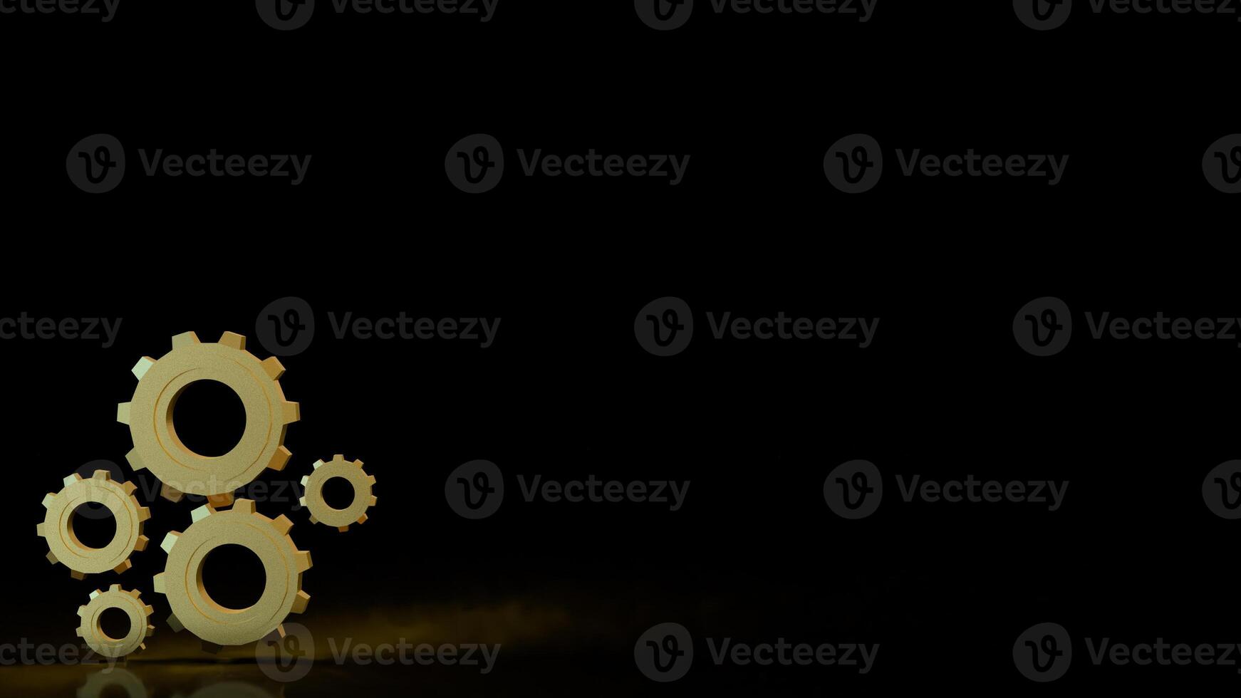 The Gold gear in Black Background for technology or Abstract concept 3d rendering. photo