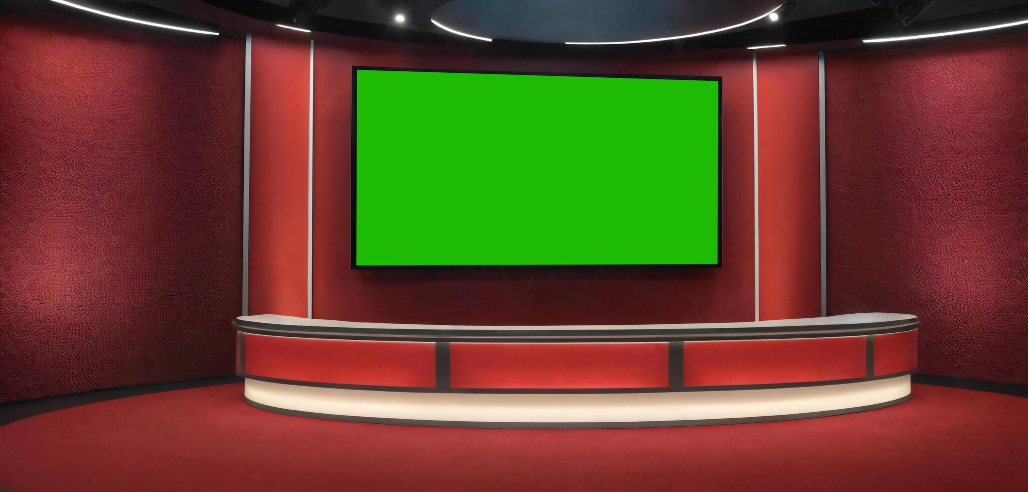 TV studio. News studio green screen photo