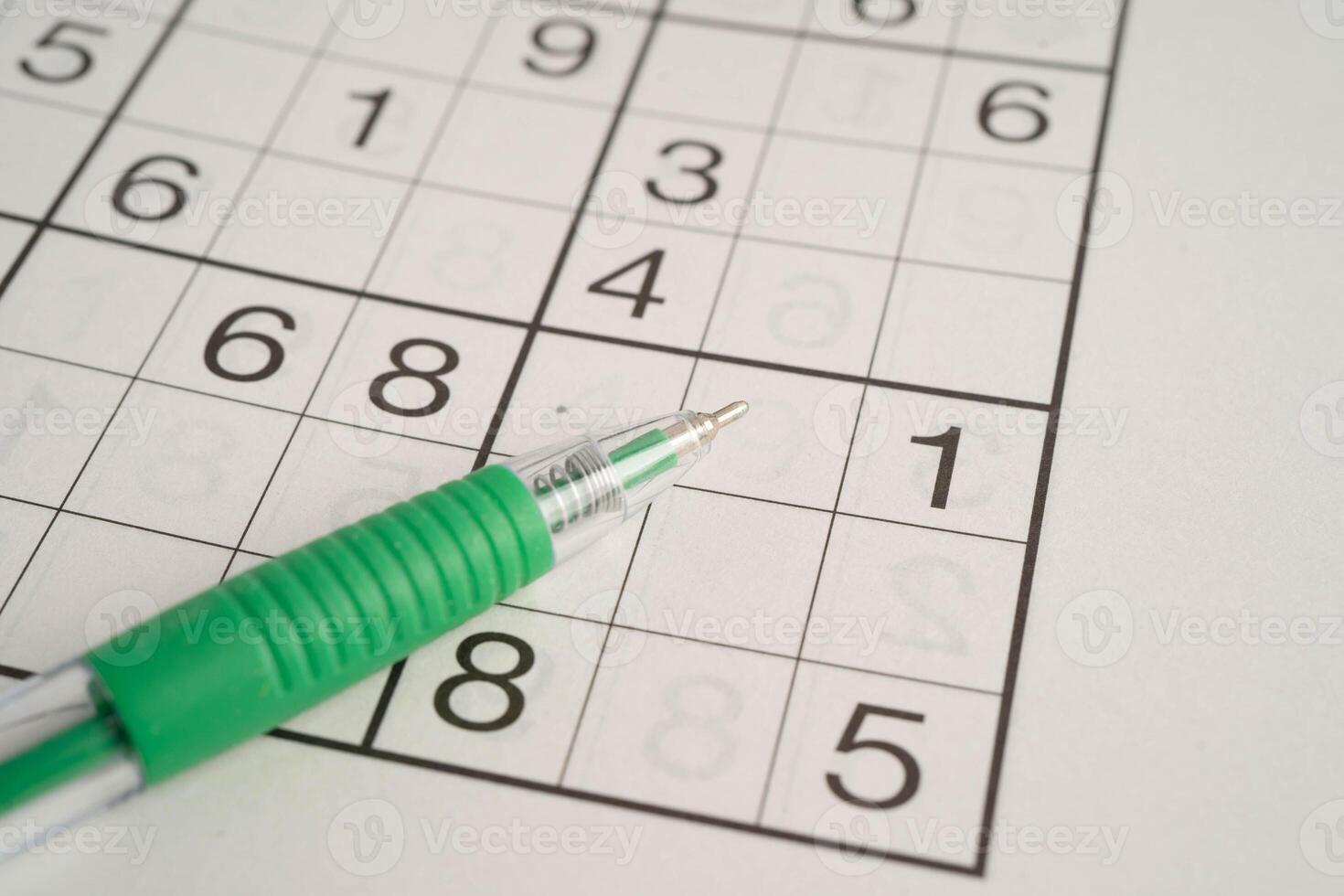Sudoku puzzle, game to play for keep you brain younger for developing Alzheimer disease in senior patient. photo