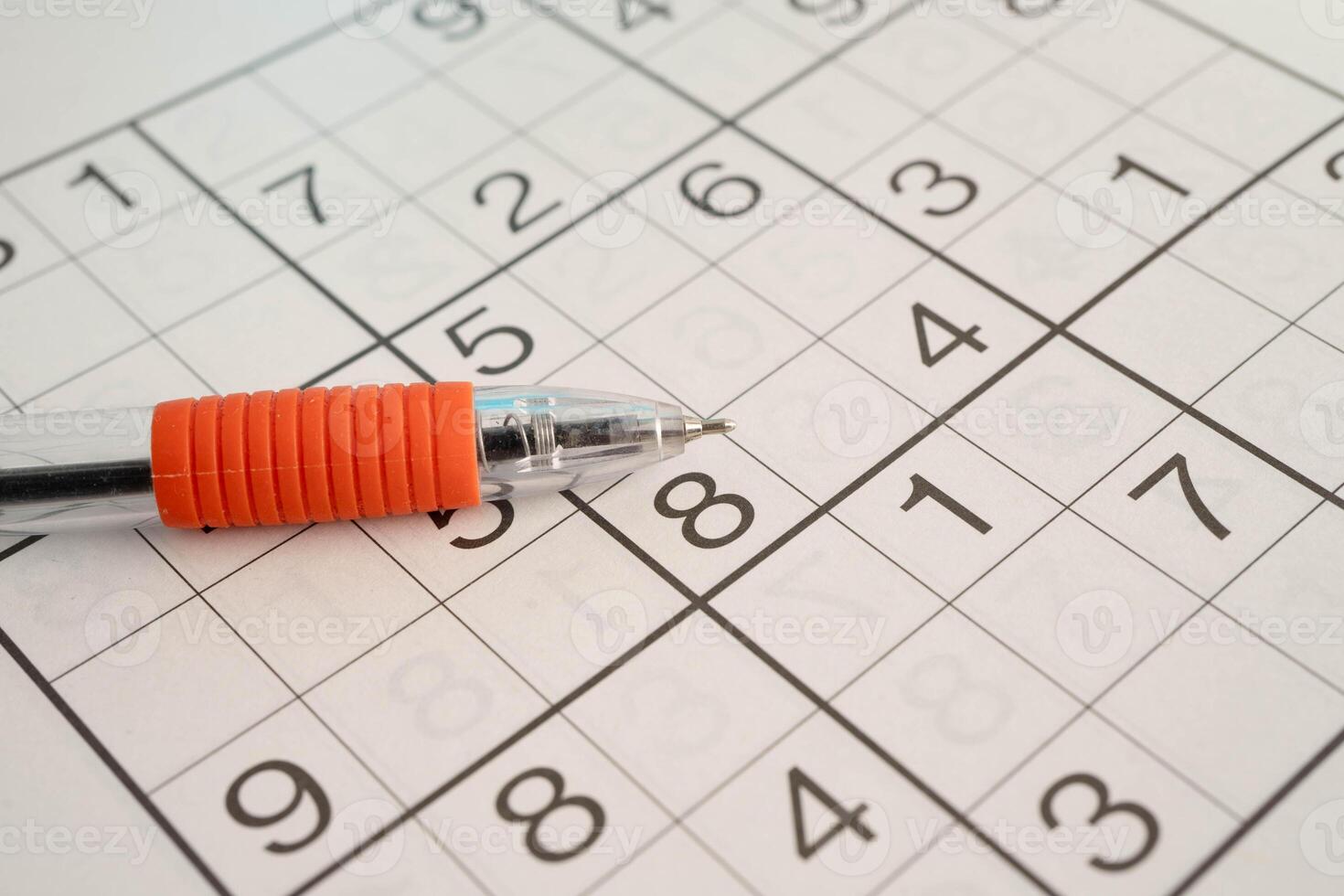 Sudoku puzzle, game to play for keep you brain younger for developing Alzheimer disease in senior patient. photo