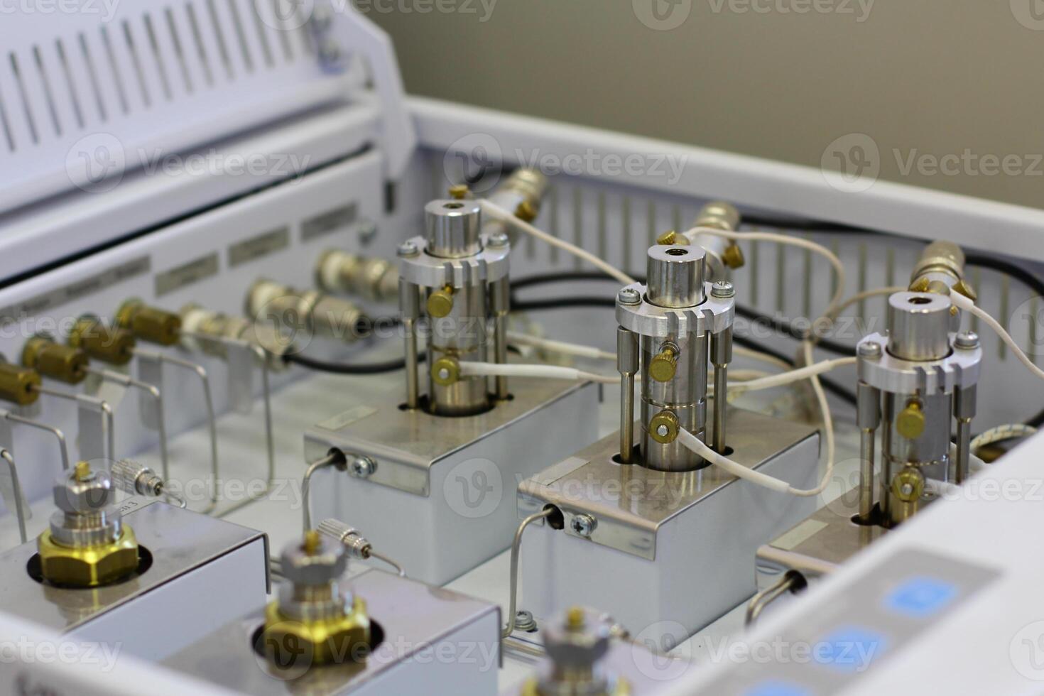 chromatography flame ionization detector. Sensor gas chromatograph. Laboratory chemical equipment. Industrial background. Analytical laboratory. photo
