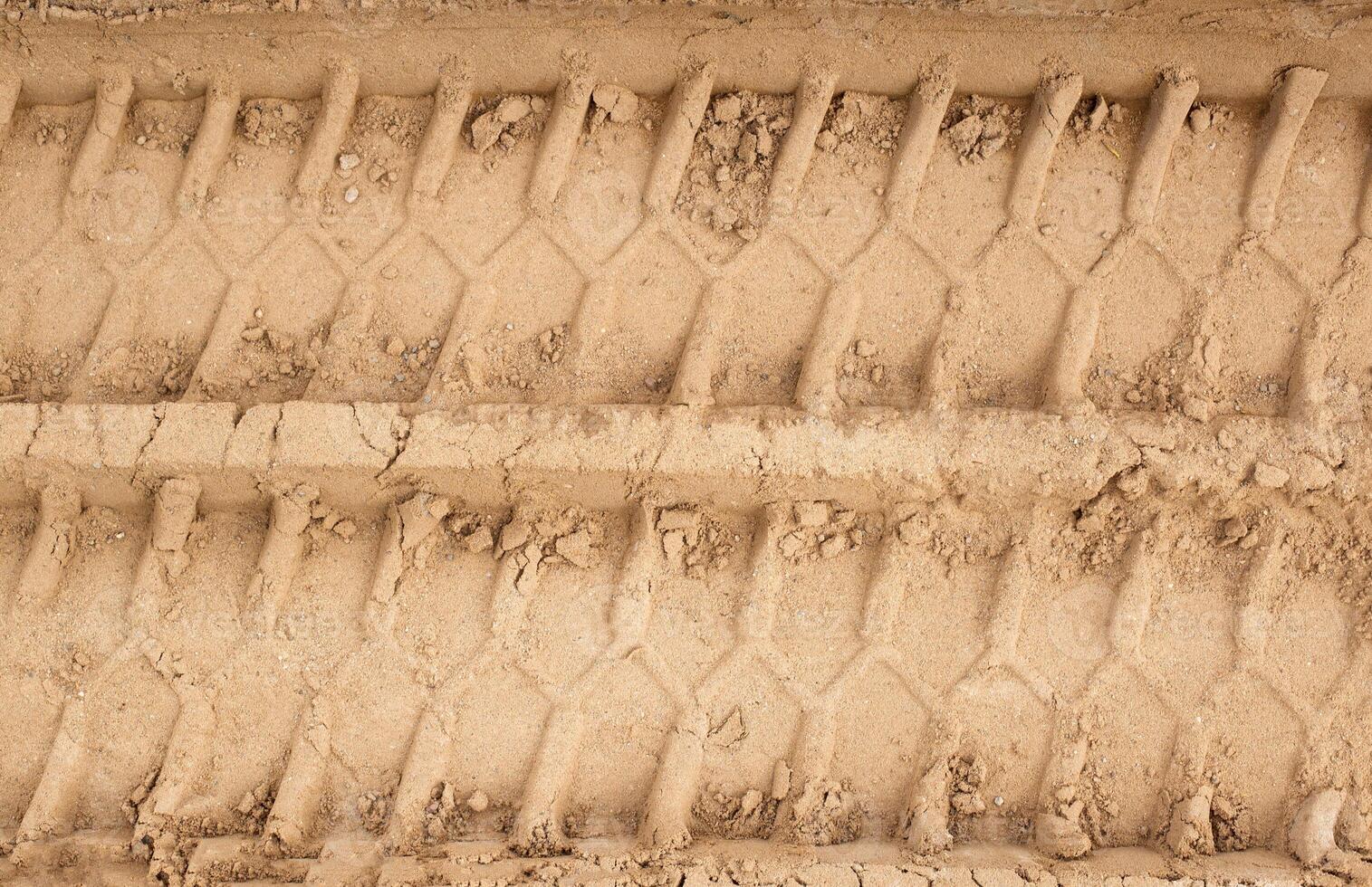 Track from the tread of a wheel of a truck and construction equipment, close-up, background photo