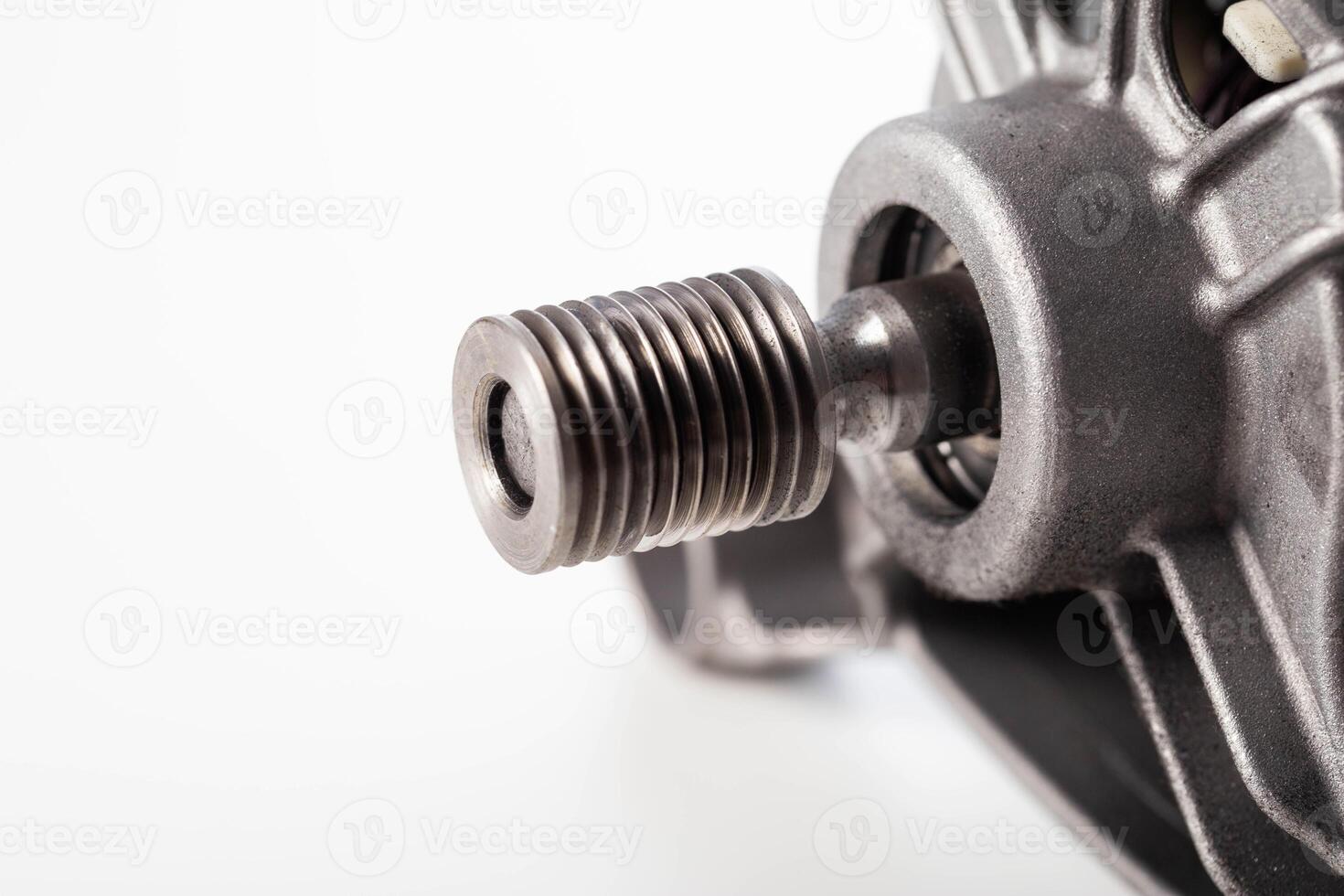 pulley with an electric motor on a white background, isolate. Copy space for text photo
