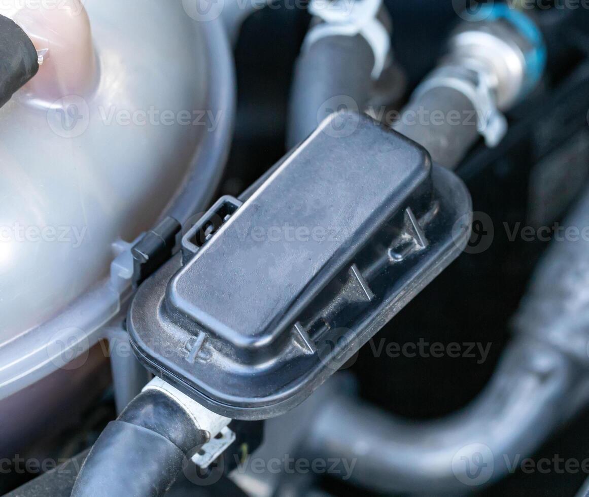 Fuel valve in the fuel line of a diesel engine, close-up, Electronics photo