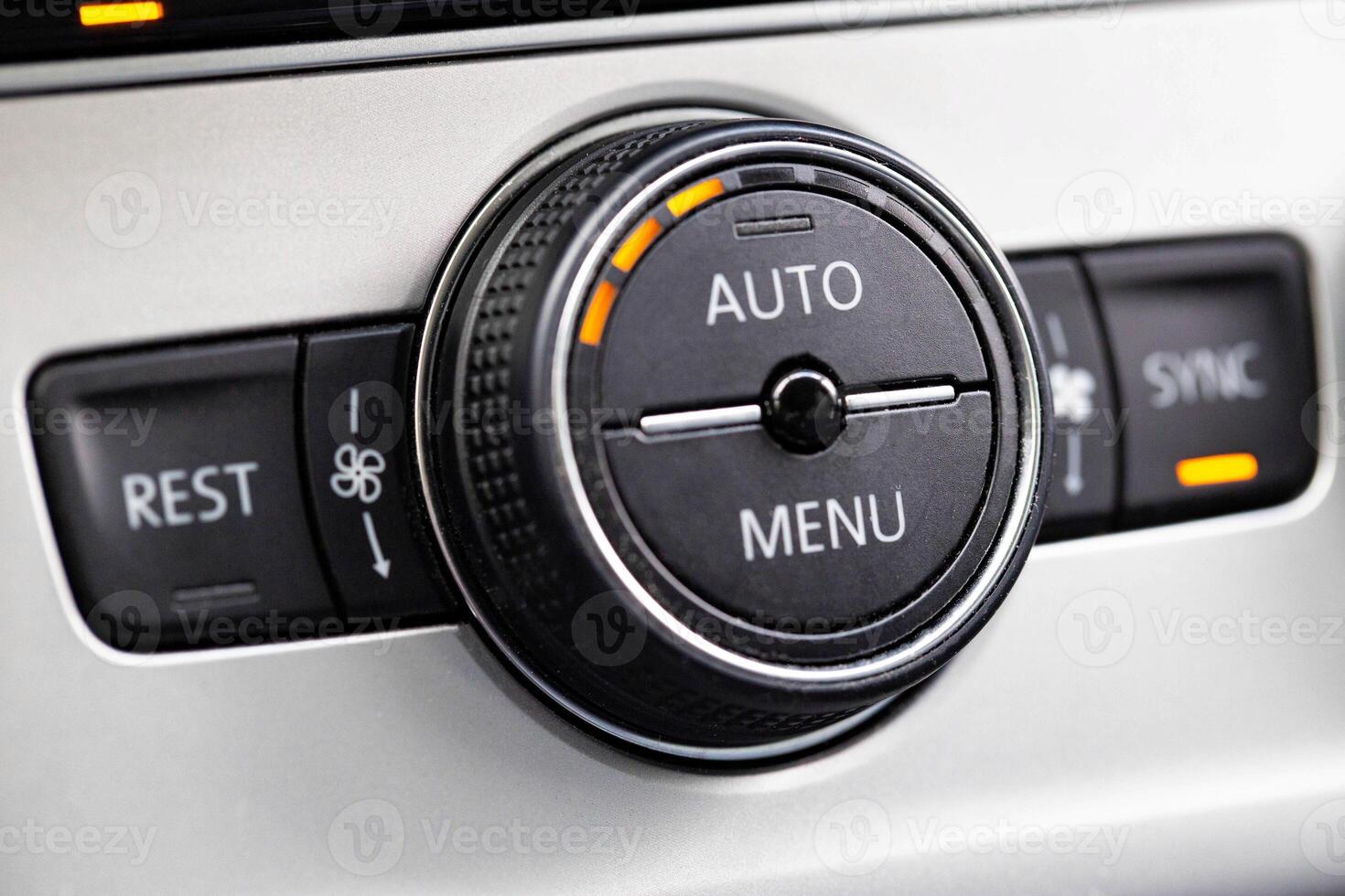 automobile climate control regulator. Air temperature in the car, macro photo