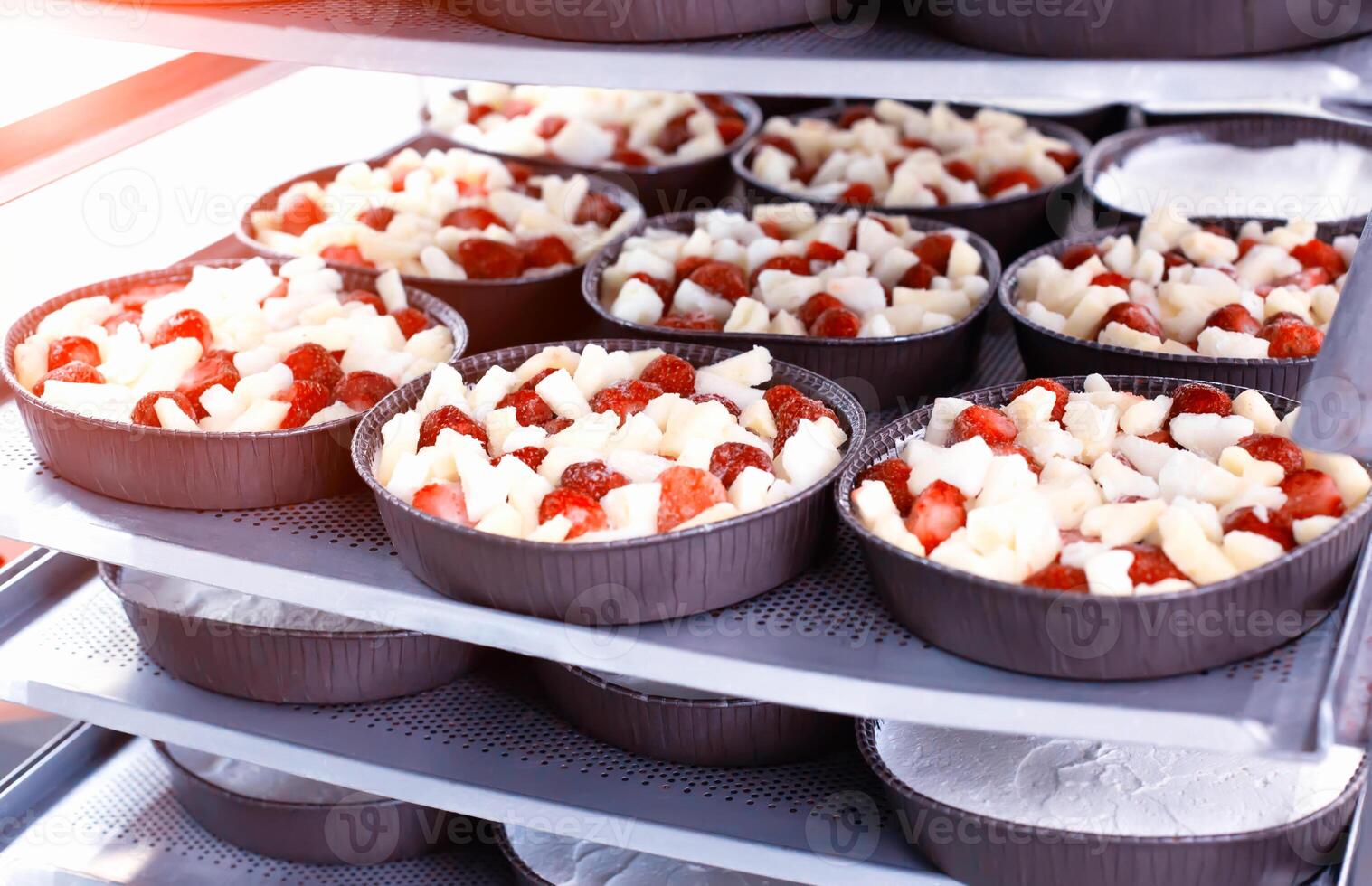 fruit cake with strawberries and pineapple, fresh frozen berries, dessert, summer photo