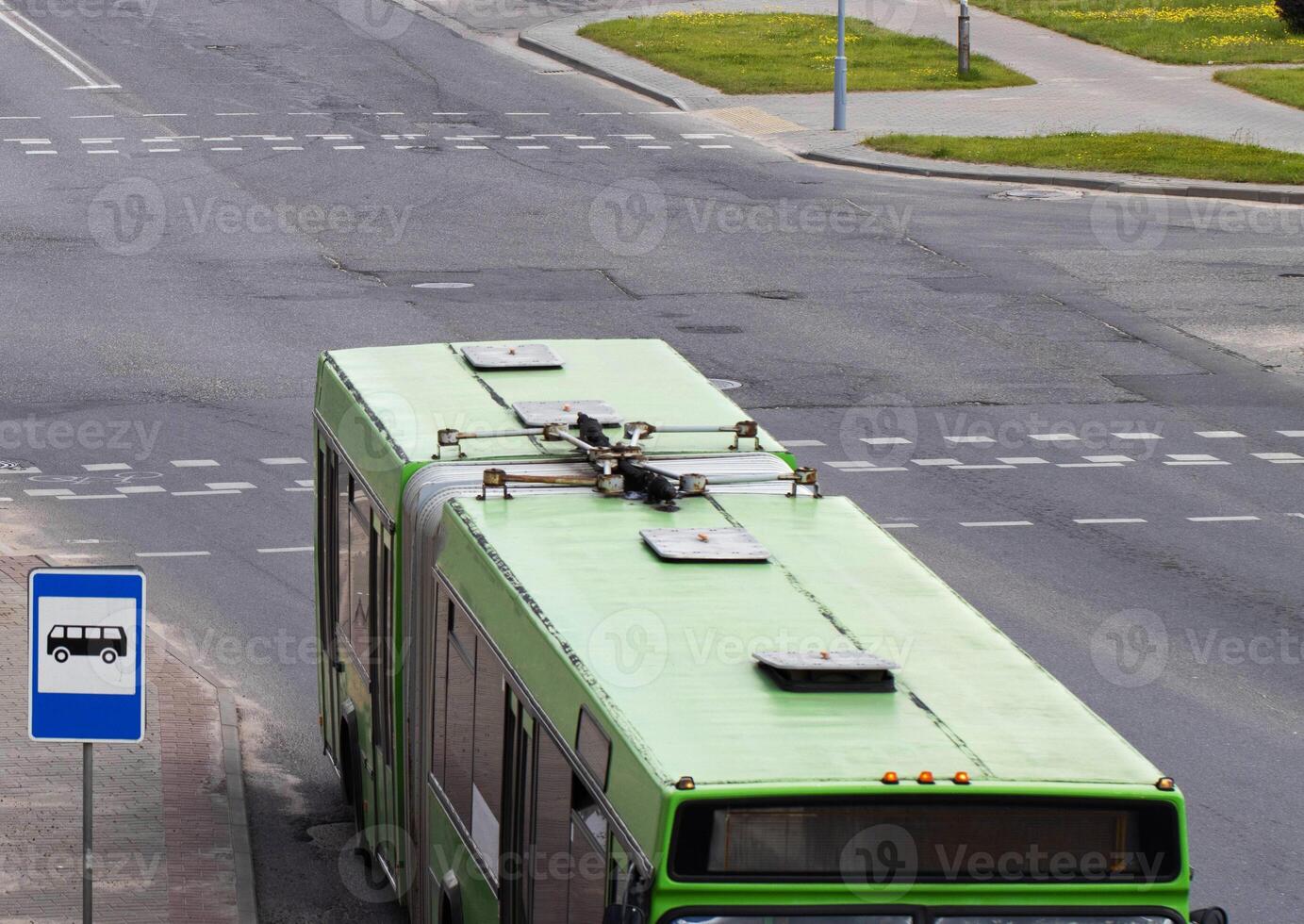 Long accordion bus for transporting people. Mounting system and tail mechanism of the bus, industry photo