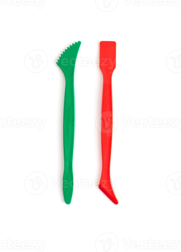 set of stack for cutting plasticine on white background, isolate photo