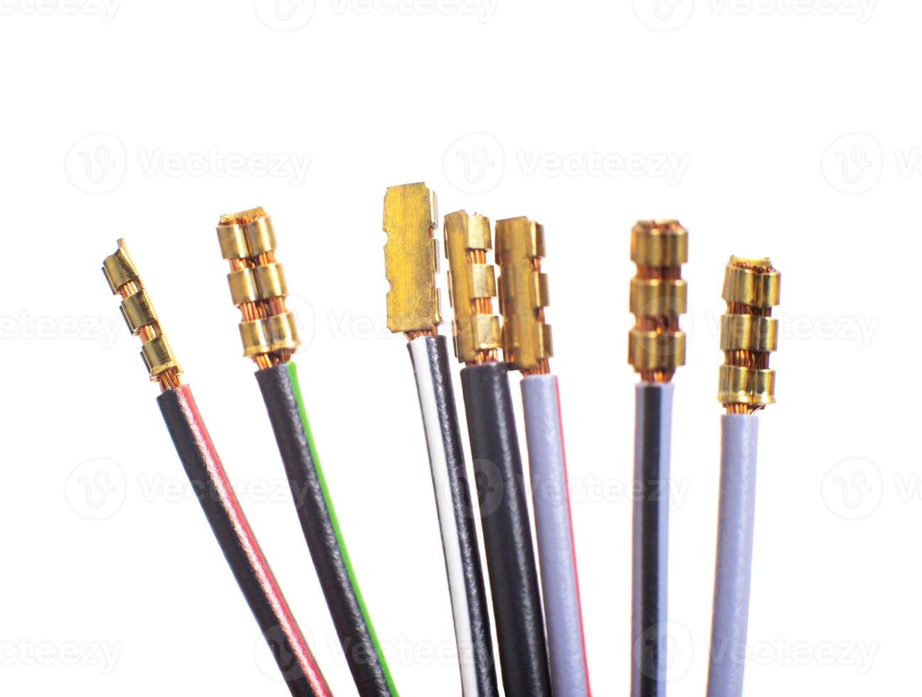 car electrical, multi-colored wires for pinout on a white background, isolate, communication photo