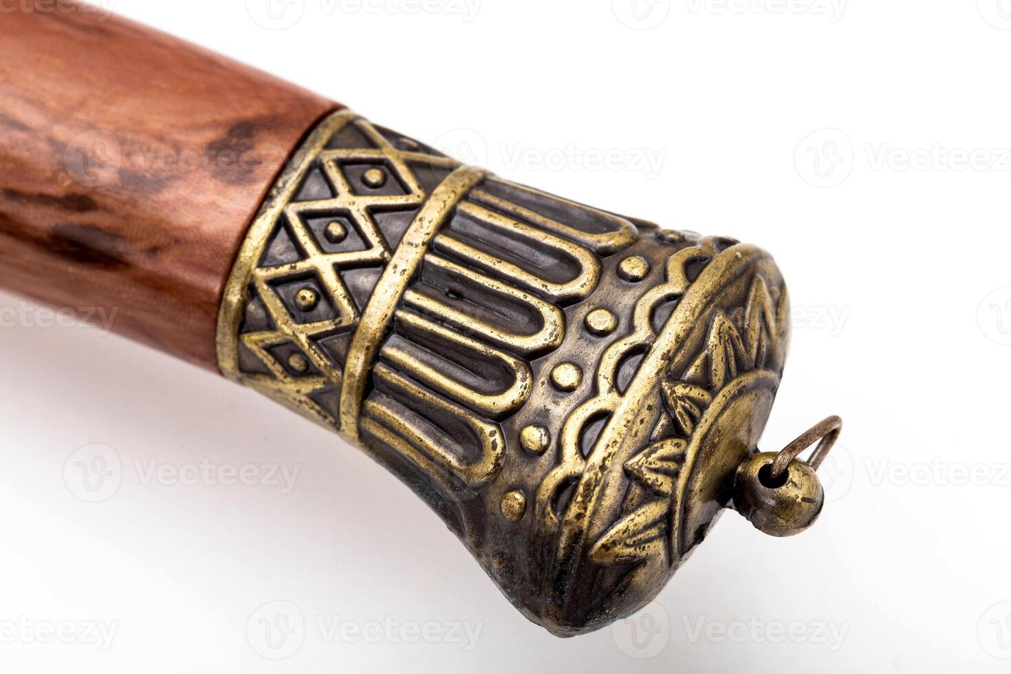 Beautiful patterns on the katana saber on the handle and protective case, close-up photo
