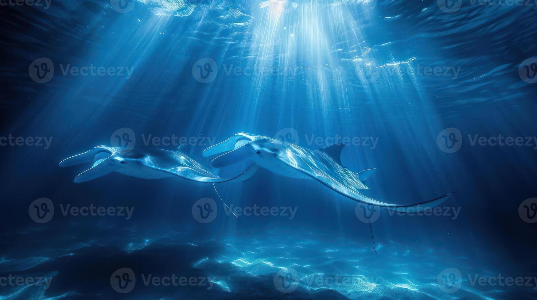 Several dolphins swimming in a body of water. photo