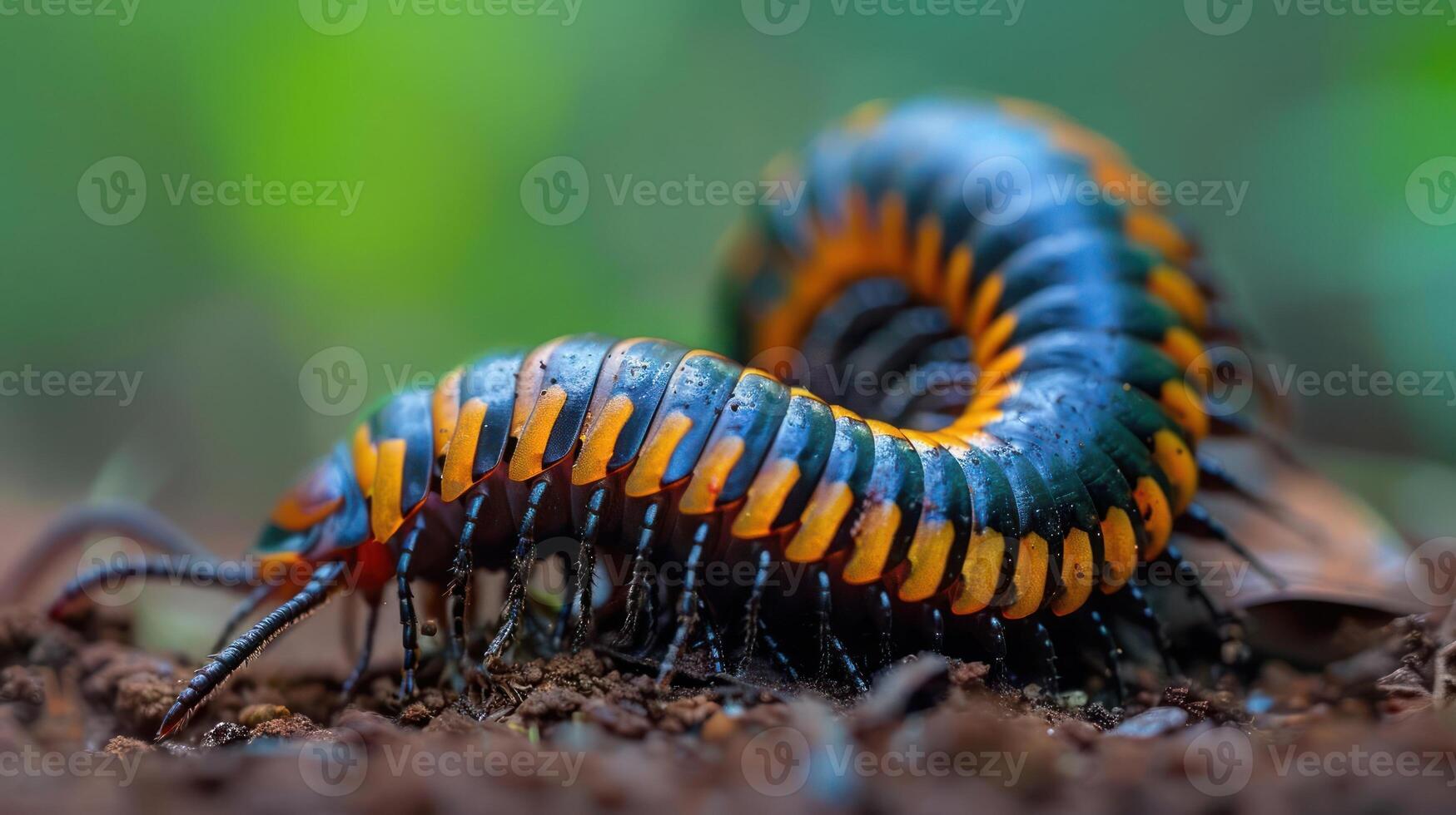 An Amazonian rainbow worm exhibiting its vibrant colors in a natural environment. photo