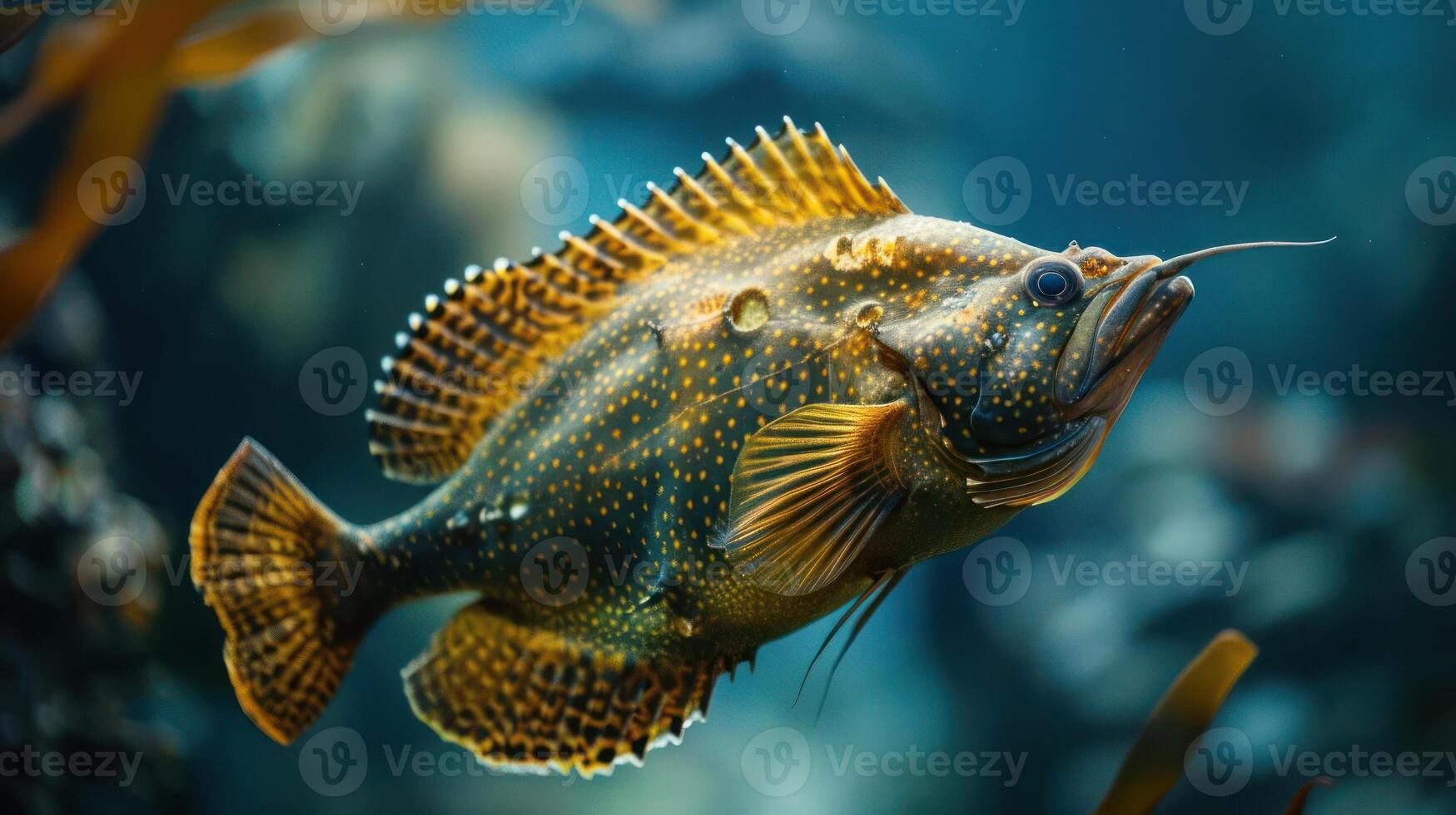 Underwater view of a colorful fish. photo