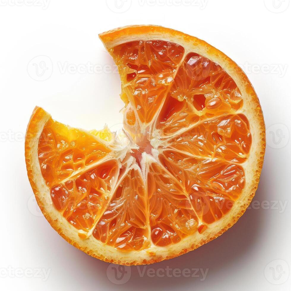 A whole orange slice with visible juice and flesh. photo