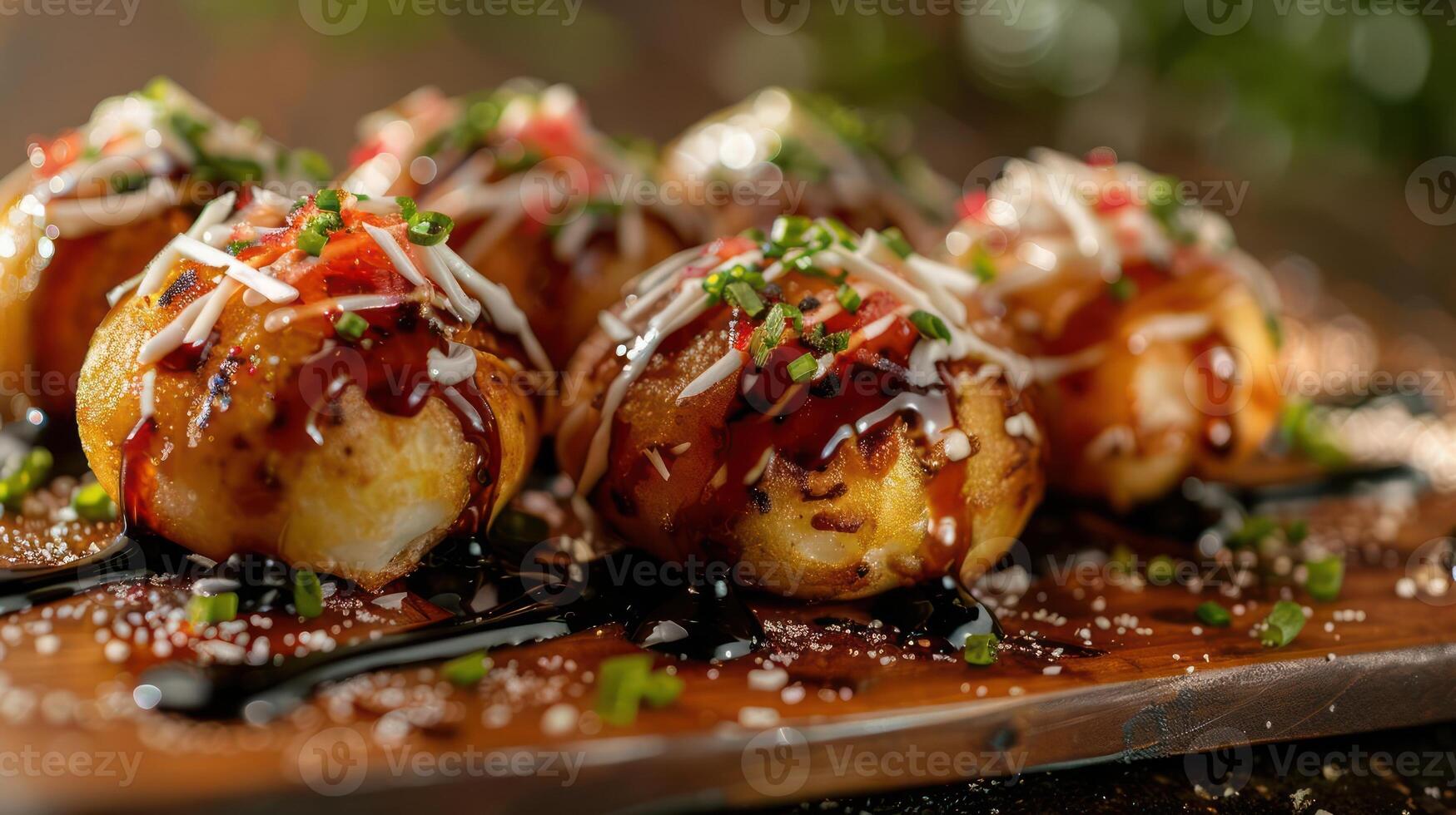 Food dish with dipping sauce and cheese on a serving plate photo