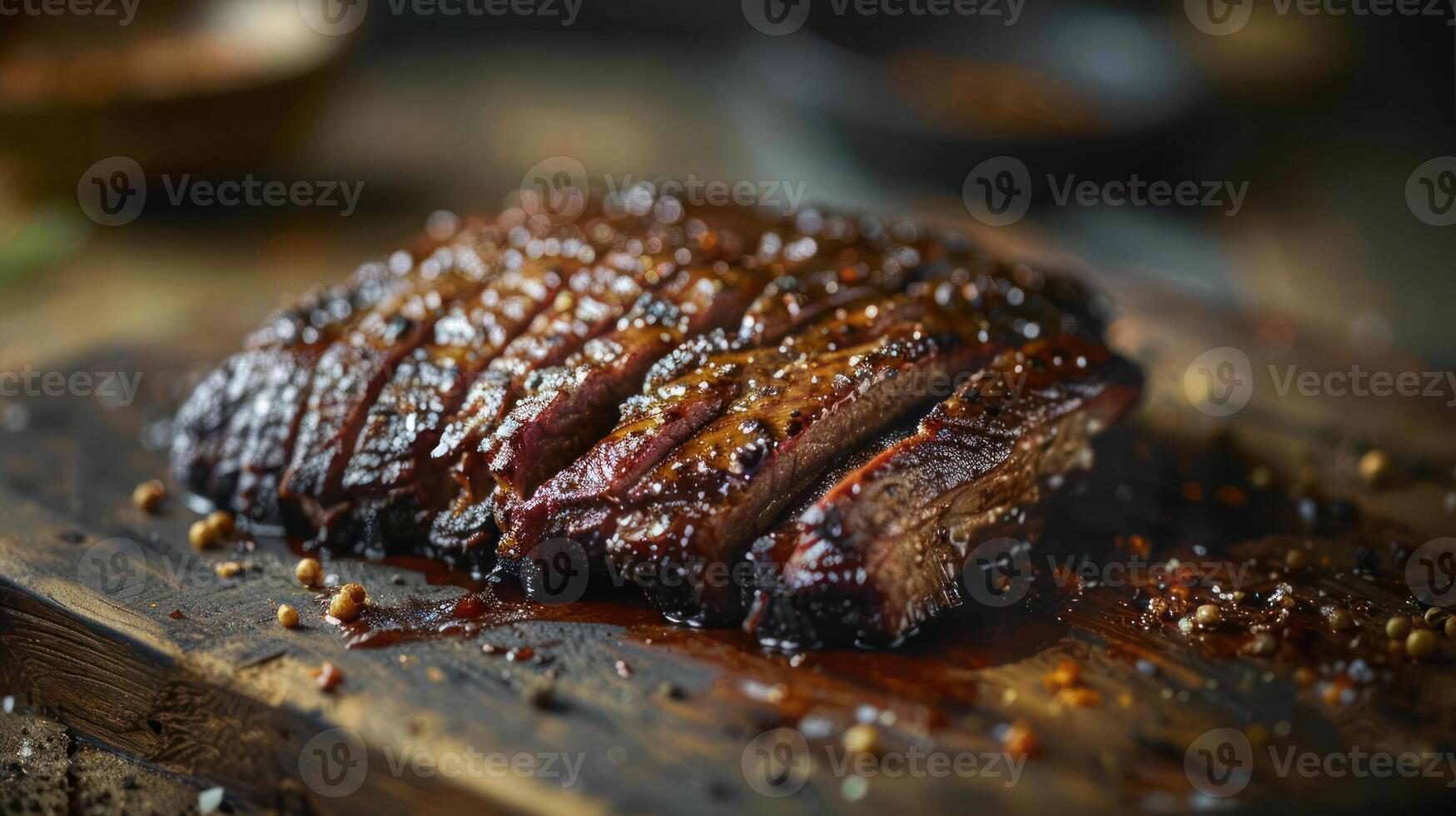 Meat on bone with sauce dripping off. photo