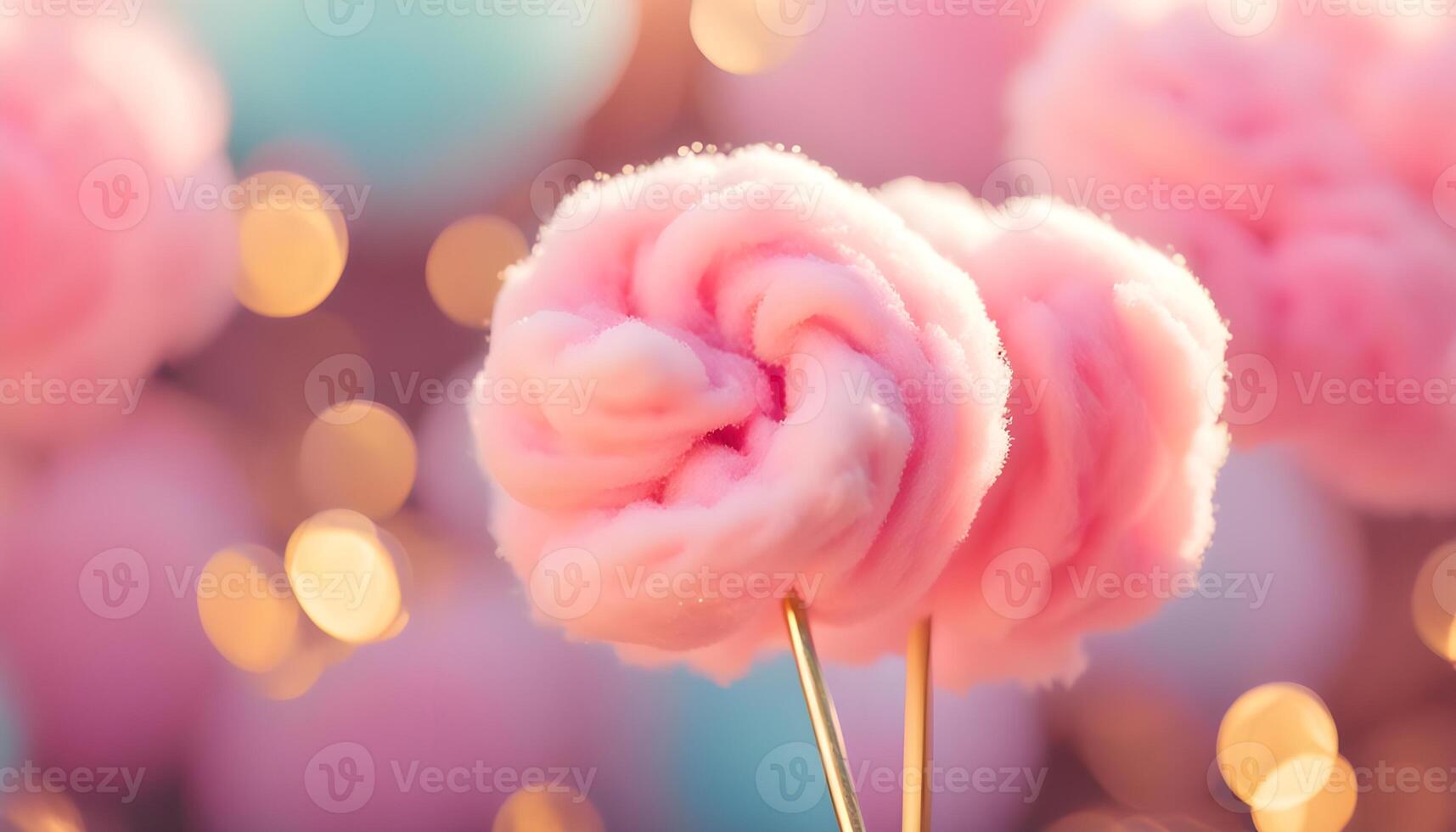 Sugary Pink Homemade Cotton Candy Floss on a Stick photo