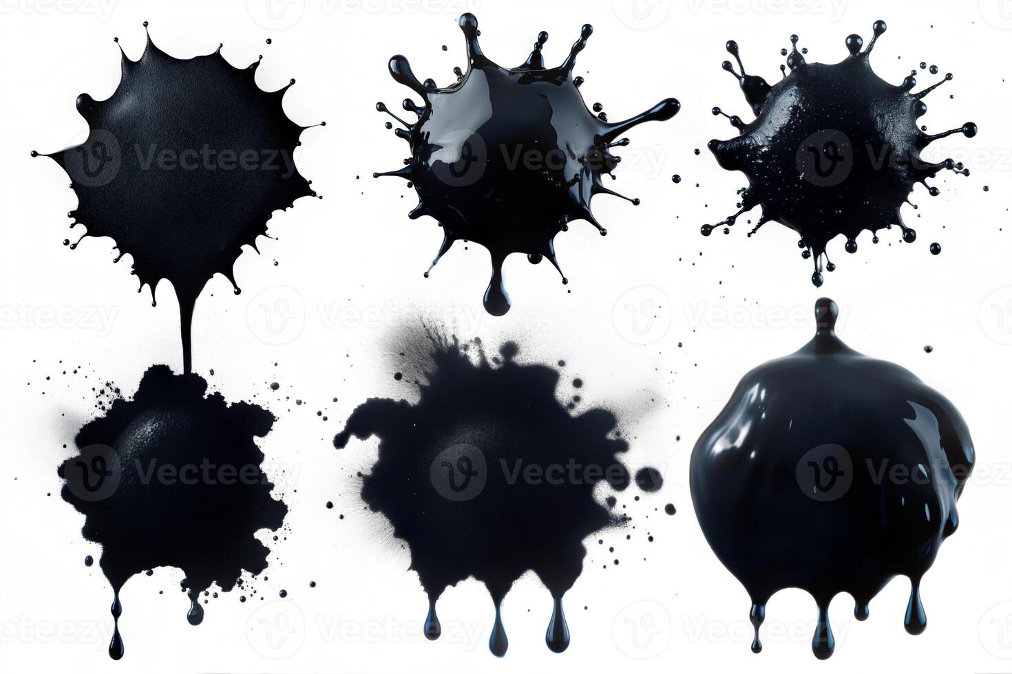 Black ink blots on white background. photo