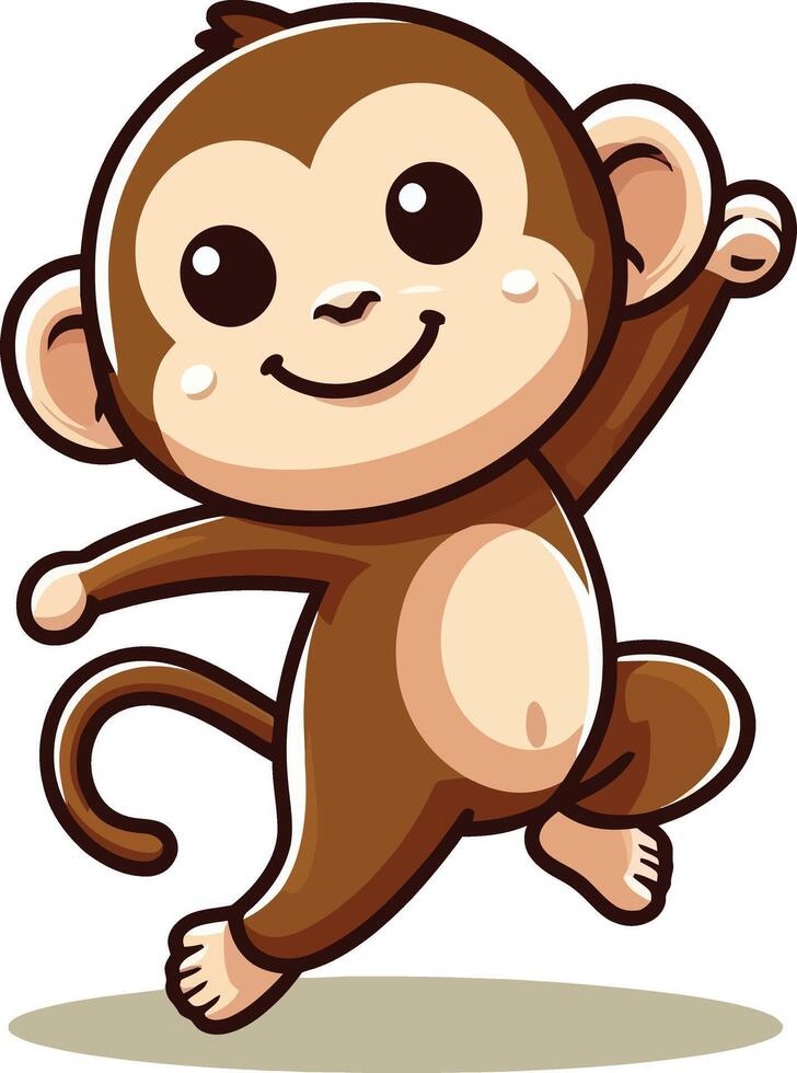 Cartoon monkey jumping with arms outstretched vector