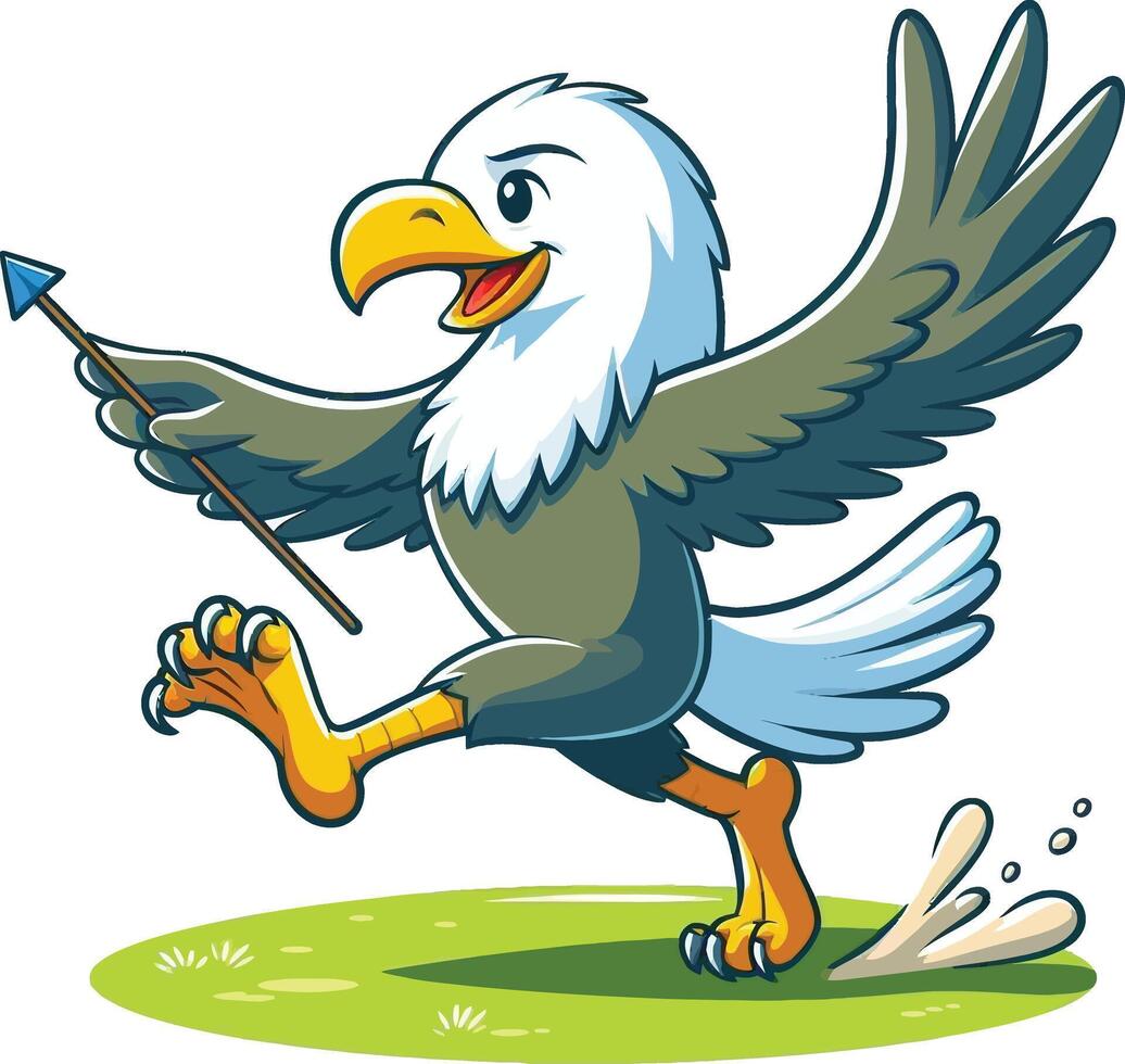 Cartoon eagle with arrow vector