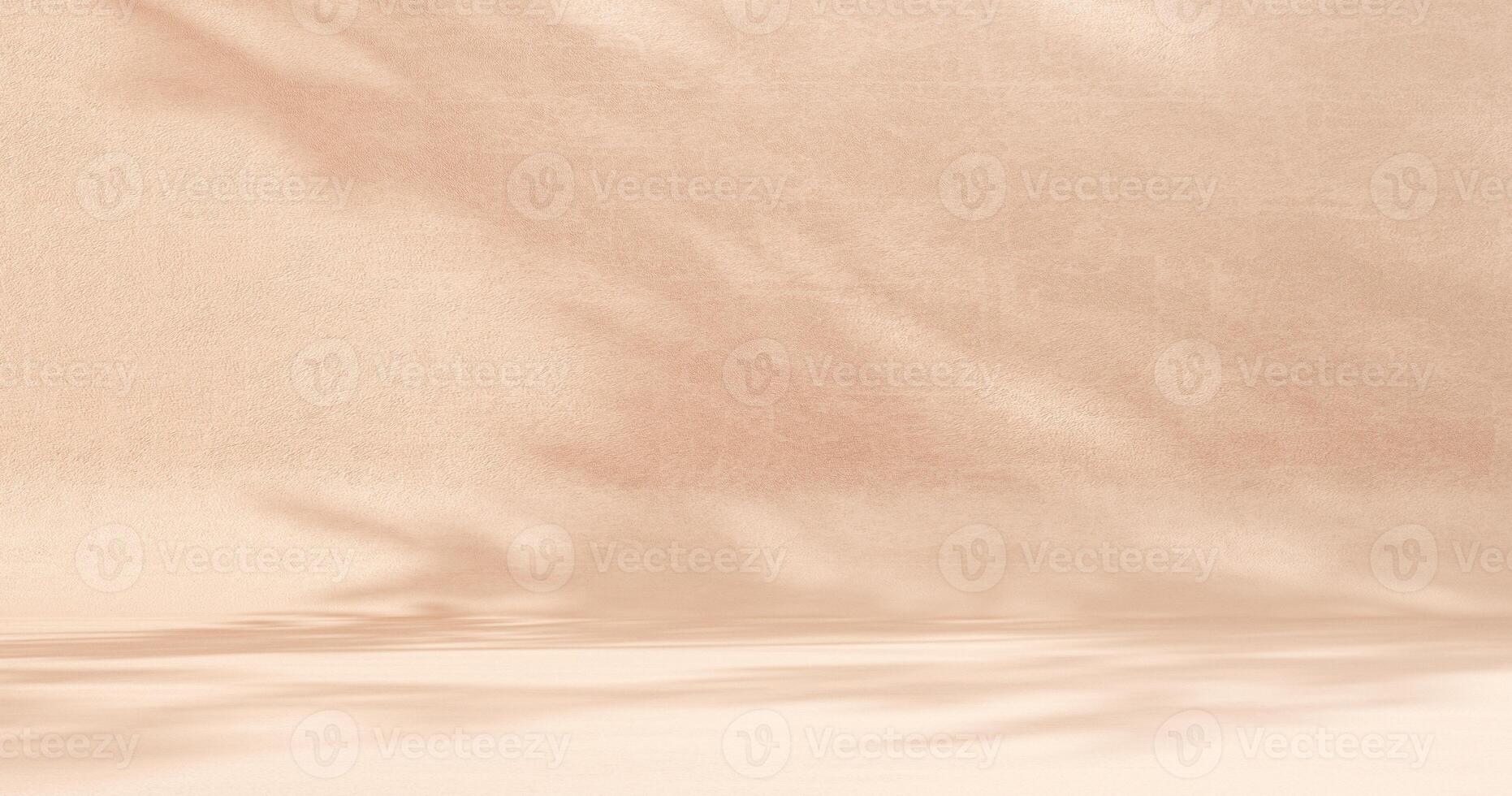 Unobtrusive botanical background with shadow on the wall - trend frame, cover, card, postcard. Exhibition Podium, stand, showcase on pastel light background for premium product -3D render. photo