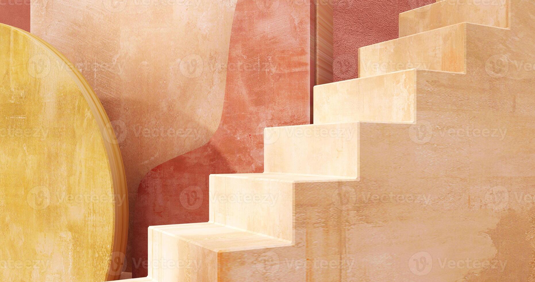 Unobtrusive botanical background with shadow on the wall - trend frame, cover, card, postcard. Exhibition Podium, stand, showcase on pastel light background for premium product -3D render. photo