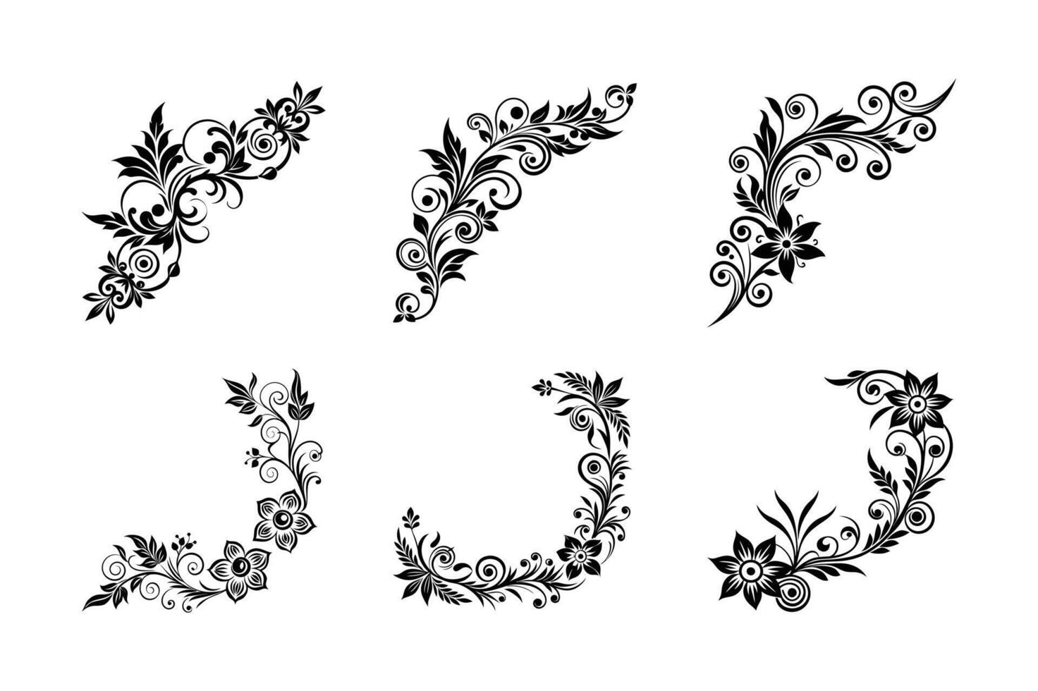 corner decorative floral swilrs and borders. vector