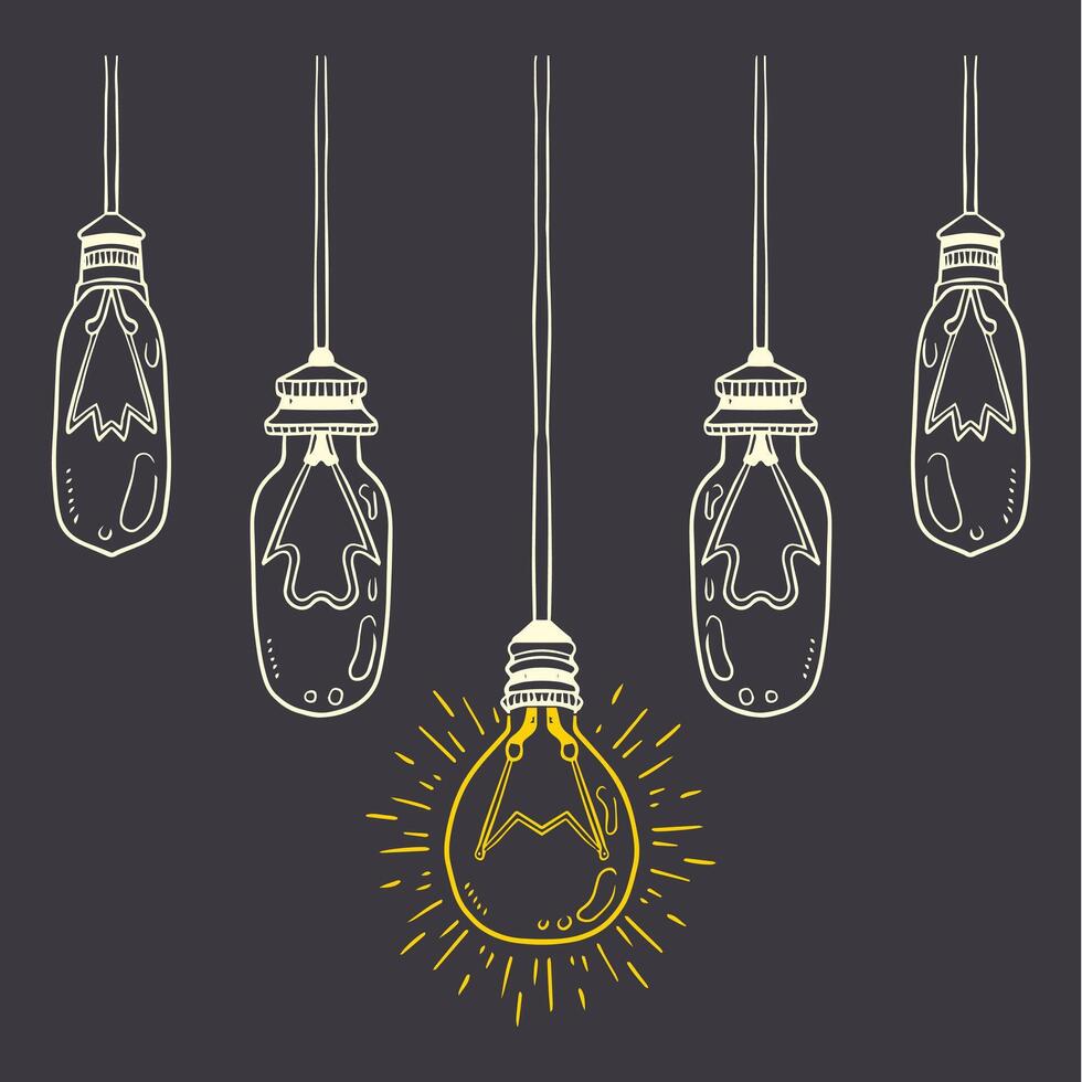 Light bulb with idea illustration vector