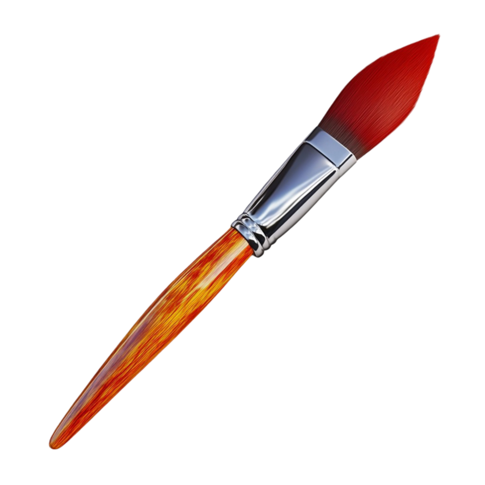 Red Paint Brush on Transparent Background. png