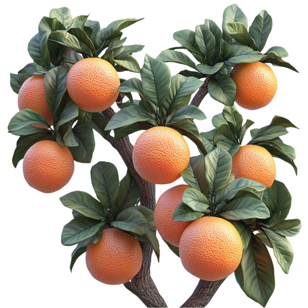 Orange Tree with Branches on Transparent Background png
