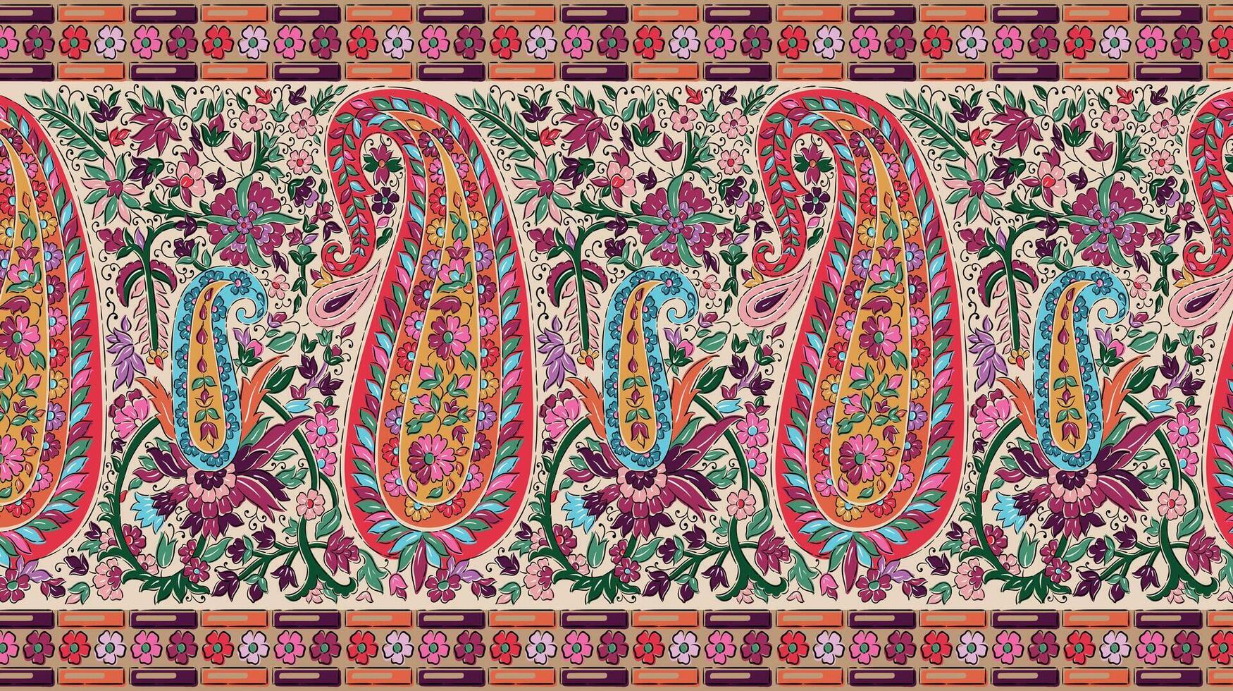 Paisley border ornamental vector