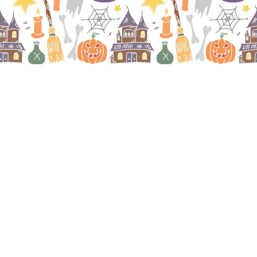 Halloween background with place for text. Cartoon Halloween frame vector