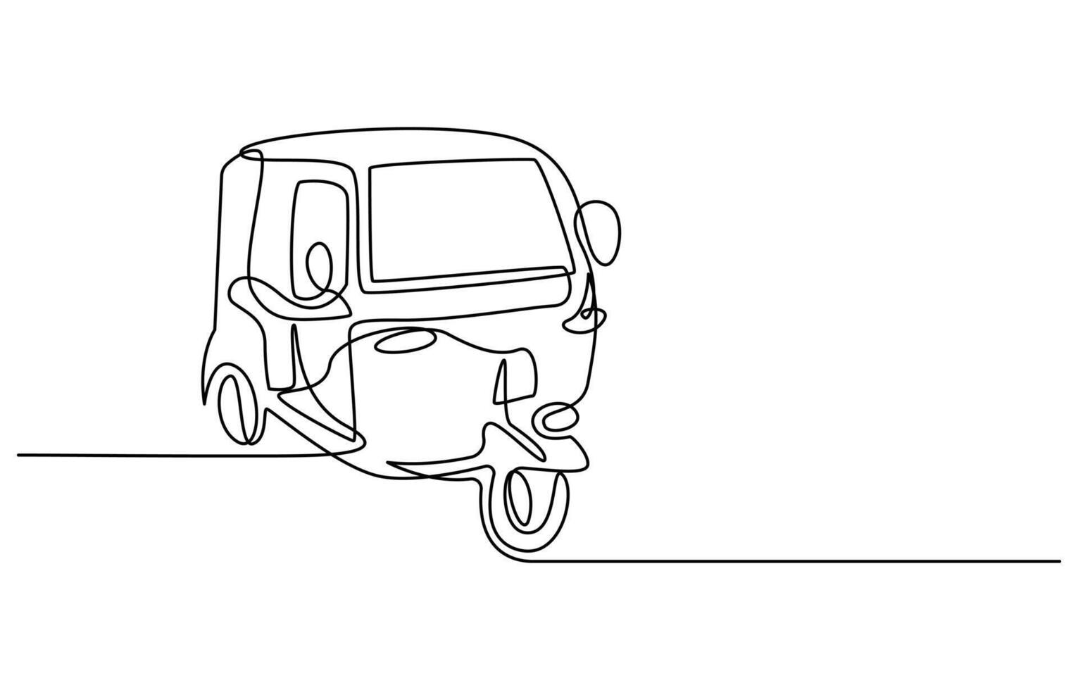 Single continuous line drawing Tuk Tuk Thailand is often used by tourists vector