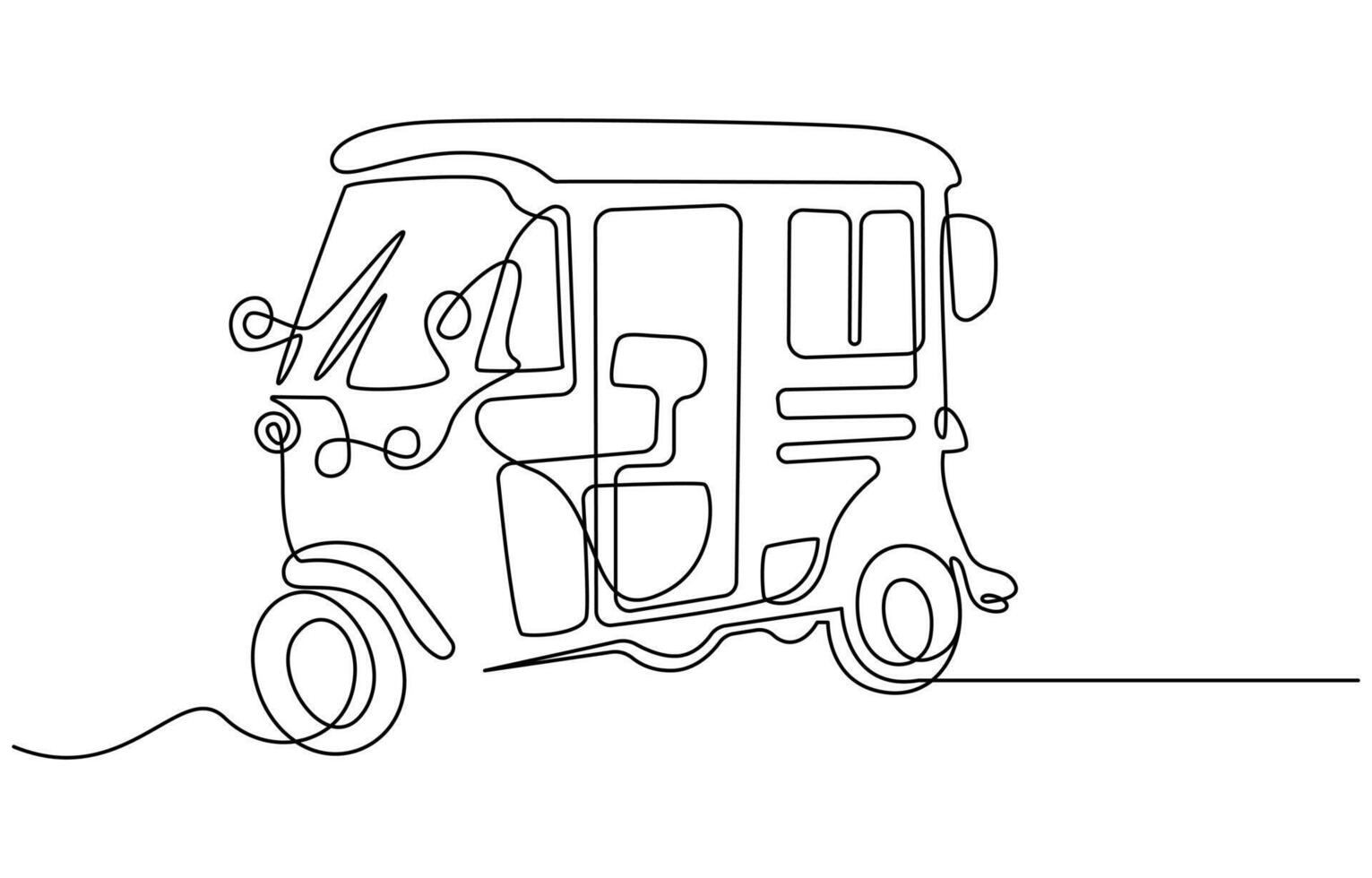 continuous line drawing Tuk Tuk Thailand is often used by tourists vector