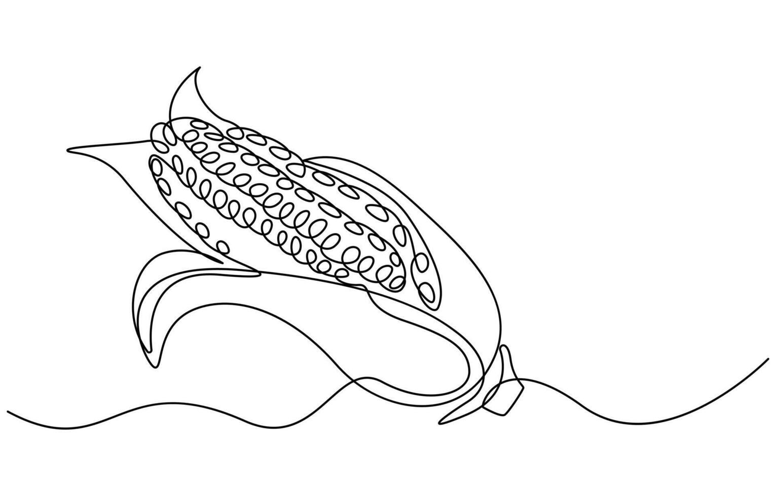 Continuous one line drawing of corn crop for farm vector
