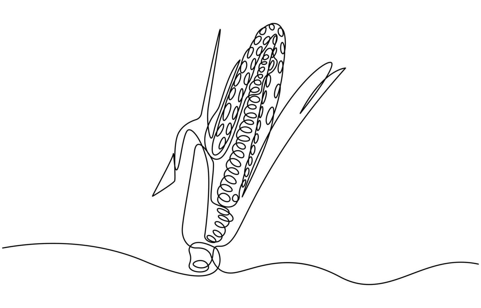One line drawing illustration of corn from agriculture vector