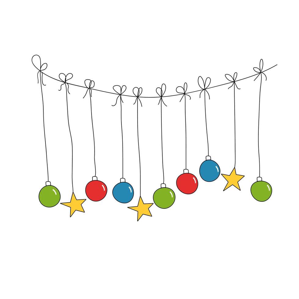 Hand drawn Christmas tree toys for holiday greeting card, poster, leaflet, booklet, invitation. vector