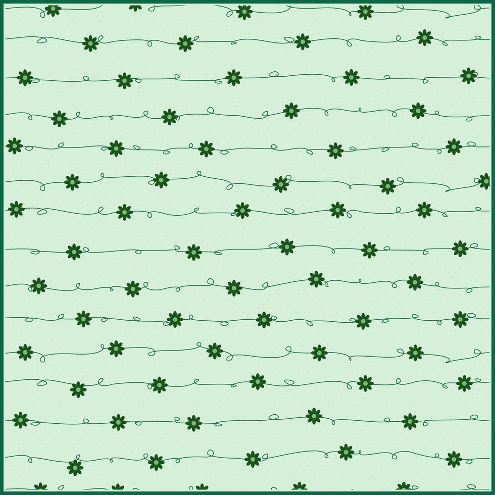 simple garden pattern with horizontal vine lines and simple flowers ornament vector