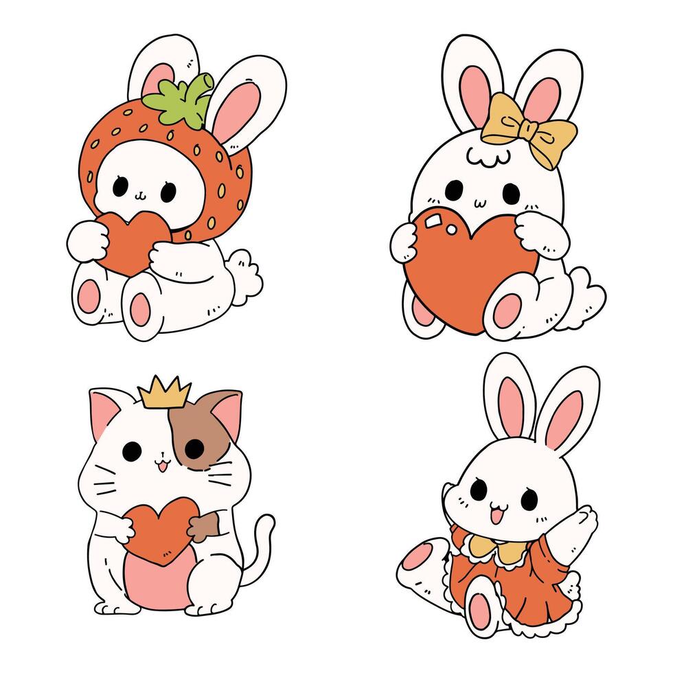 Cute cartoon illustration of rabbit vector