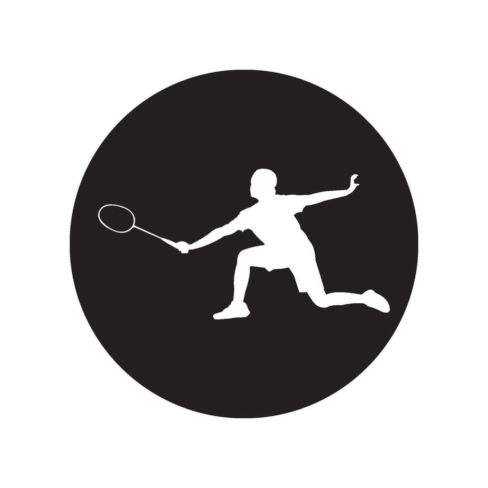 Silhouette Icon of a Person Playing Badminton vector