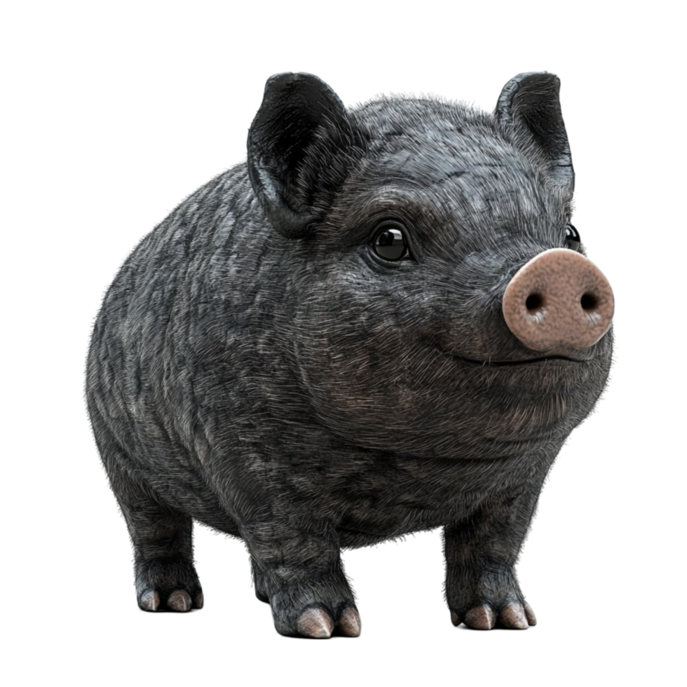 Black Pig Standing Isolated On Transparent Background png